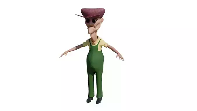 old farmer man with cartoon features  3D model