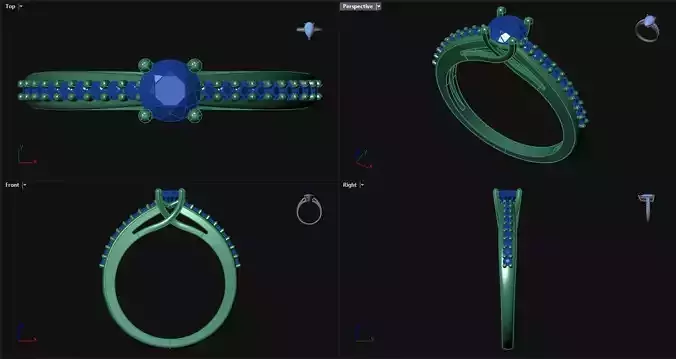 Diamond Round Engagement Ring with sidestones 
