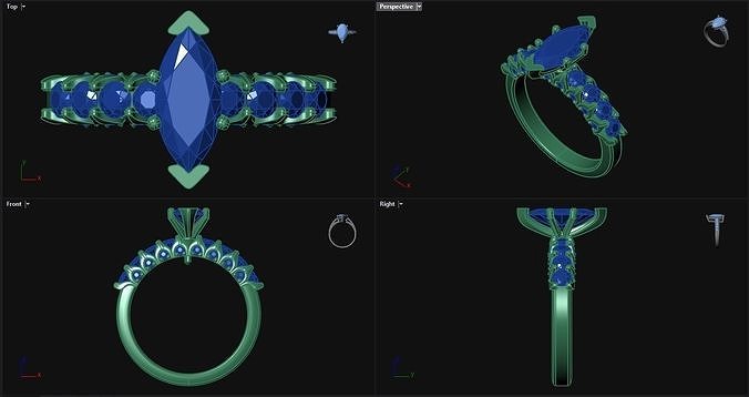 Diamond Marquise Engagement Ring  3D print model