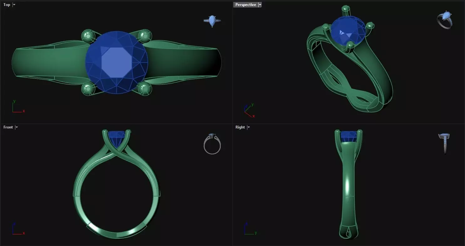 4 Prong Diamond Engagement Ring  3D print model_0
