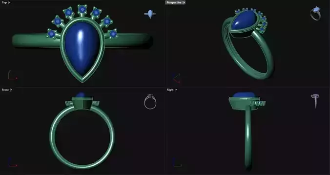 Cabochon Pear Engagement Ring 