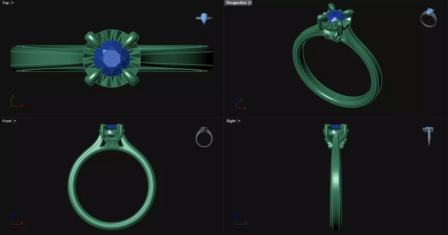 Diamond Round Engagement Ring  3D print model_0