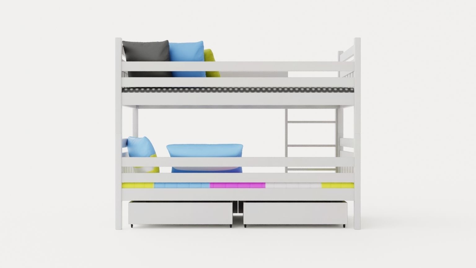 Stellan Bunk Bed 90x200 With Storage 2 Pers White Low-poly 3D model_4