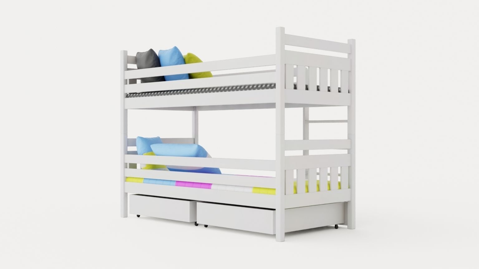 Stellan Bunk Bed 90x200 With Storage 2 Pers White Low-poly 3D model_3