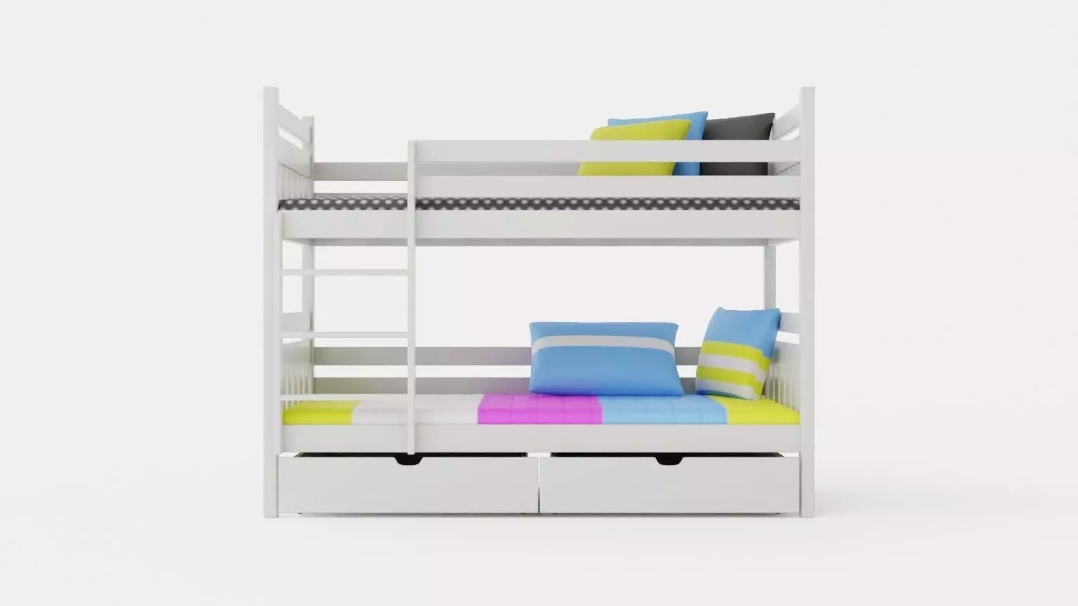 Stellan Bunk Bed 90x200 With Storage 2 Pers White Low-poly 3D model_0