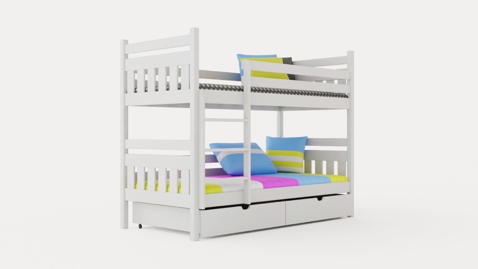 Stellan Bunk Bed 90x200 With Storage 2 Pers White Low-poly 3D model_1