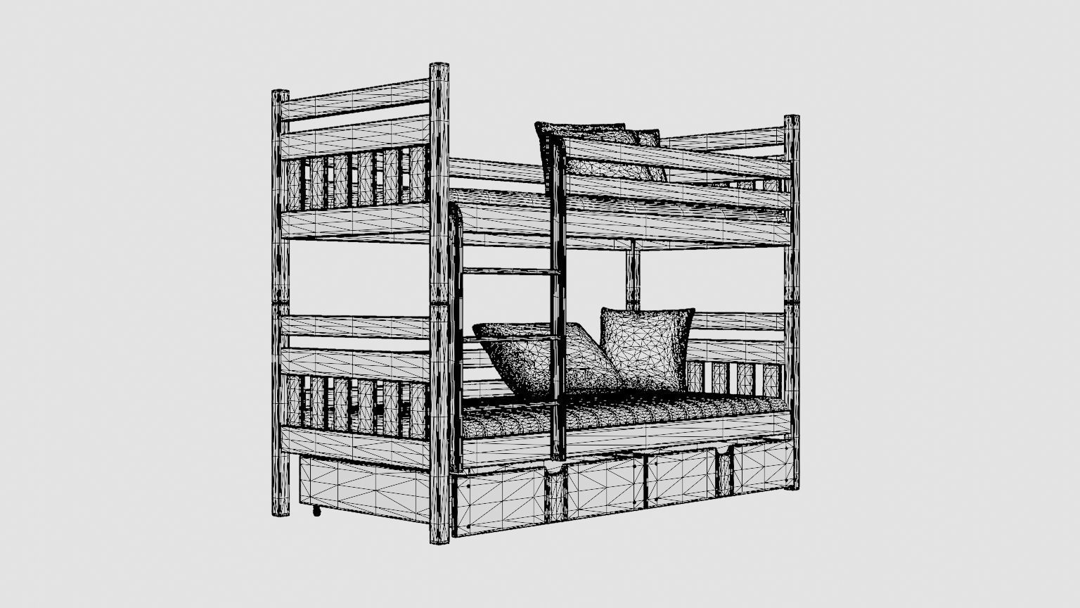Stellan Bunk Bed 90x200 With Storage 2 Pers White Low-poly 3D model_6
