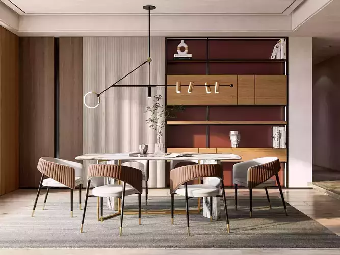 Dining room interior Dining wall Dining table full scene 20 3D model