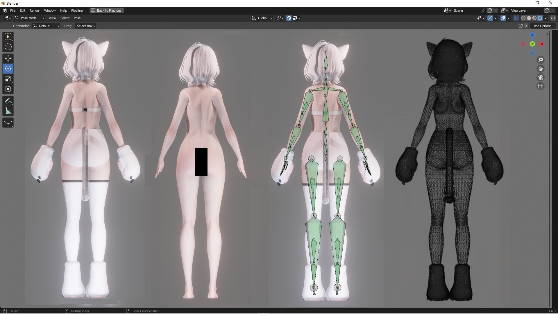 Cat Girl Cosplay - Realistic Female Character - Blender Eevee Low-poly 3D model_6