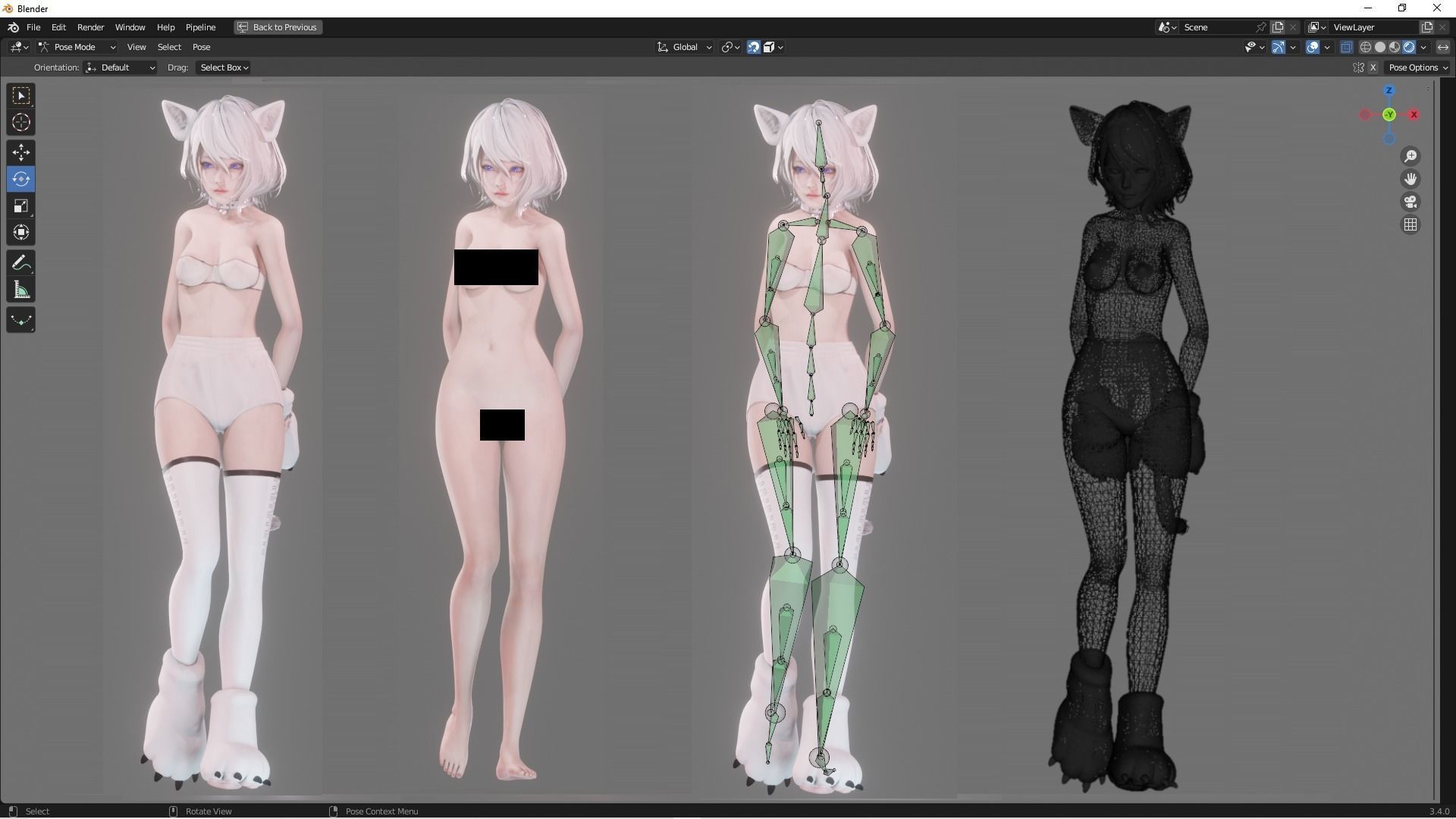 Cat Girl Cosplay - Realistic Female Character - Blender Eevee Low-poly 3D model_4