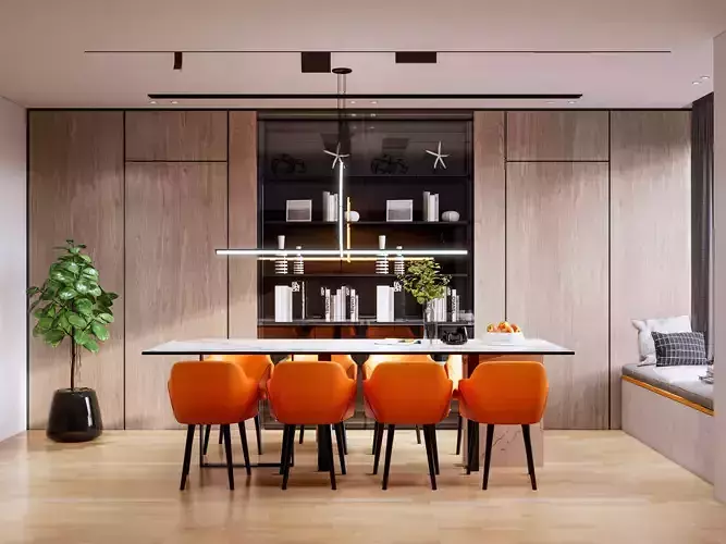 Dining room interior Dining wall Dining table full scene 21 3D model