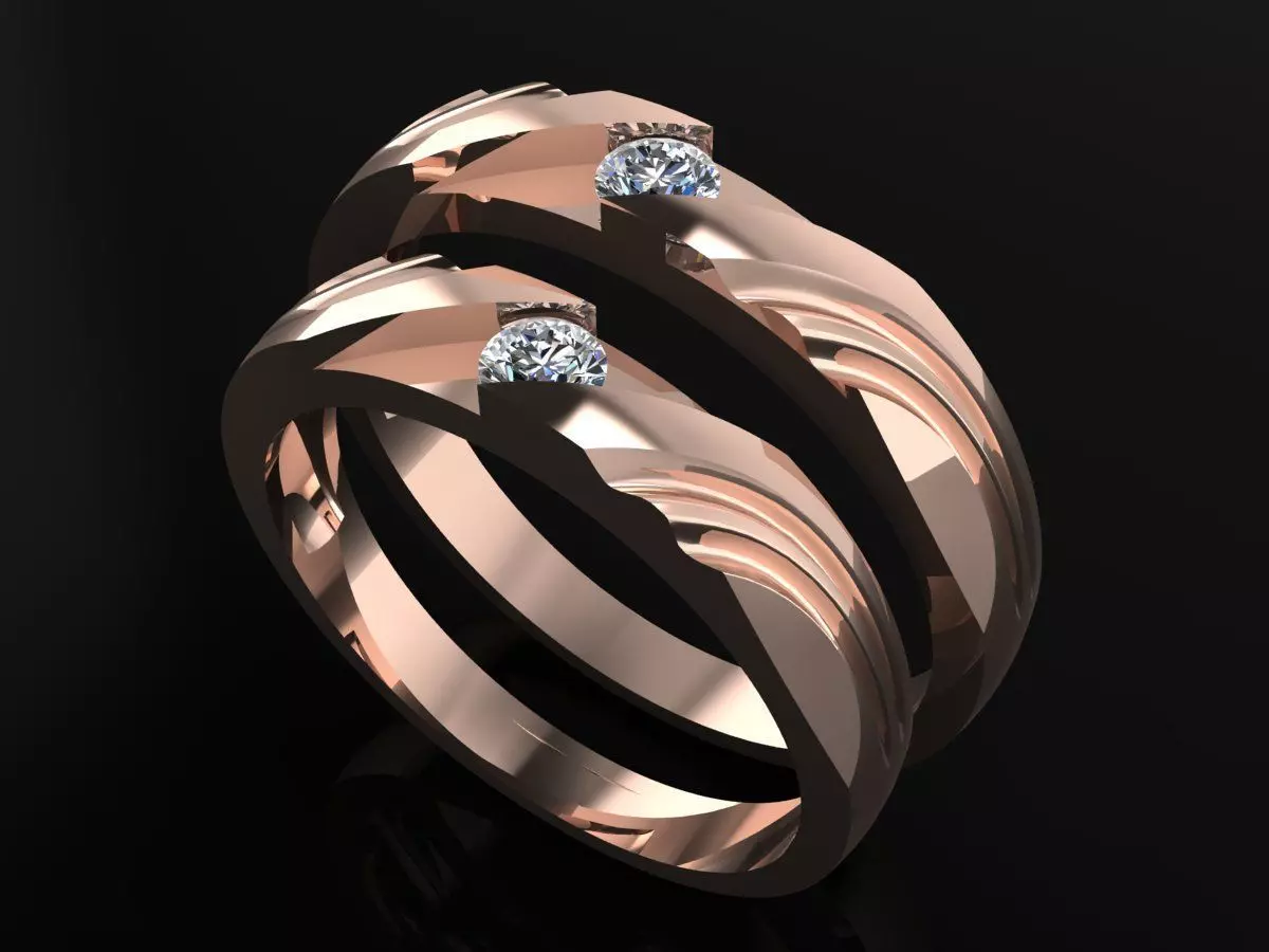 Couple Ring Code-RWW018 3D print model_0