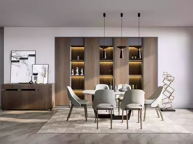 Dining room interior Dining wall Dining table full scene 23 3D model