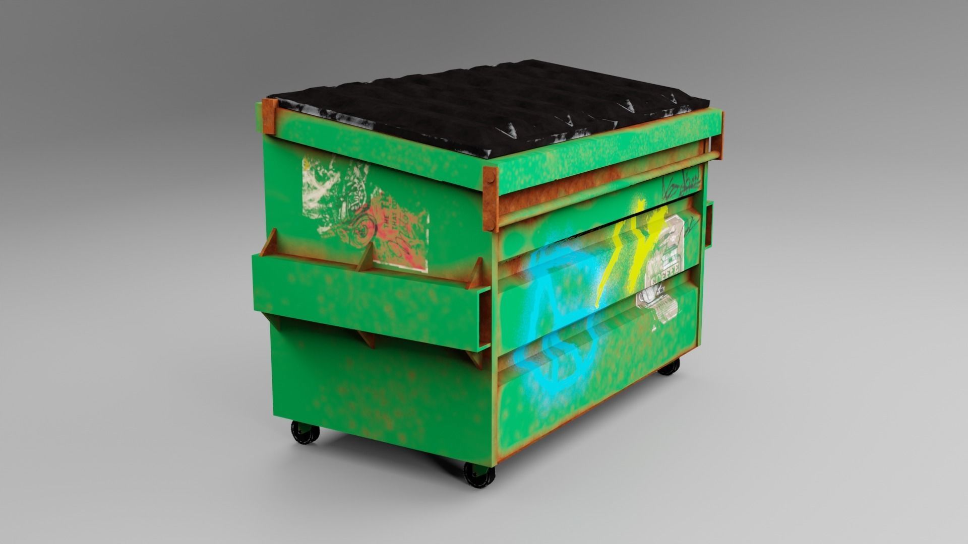 Trash Bin Free low-poly 3D model_2