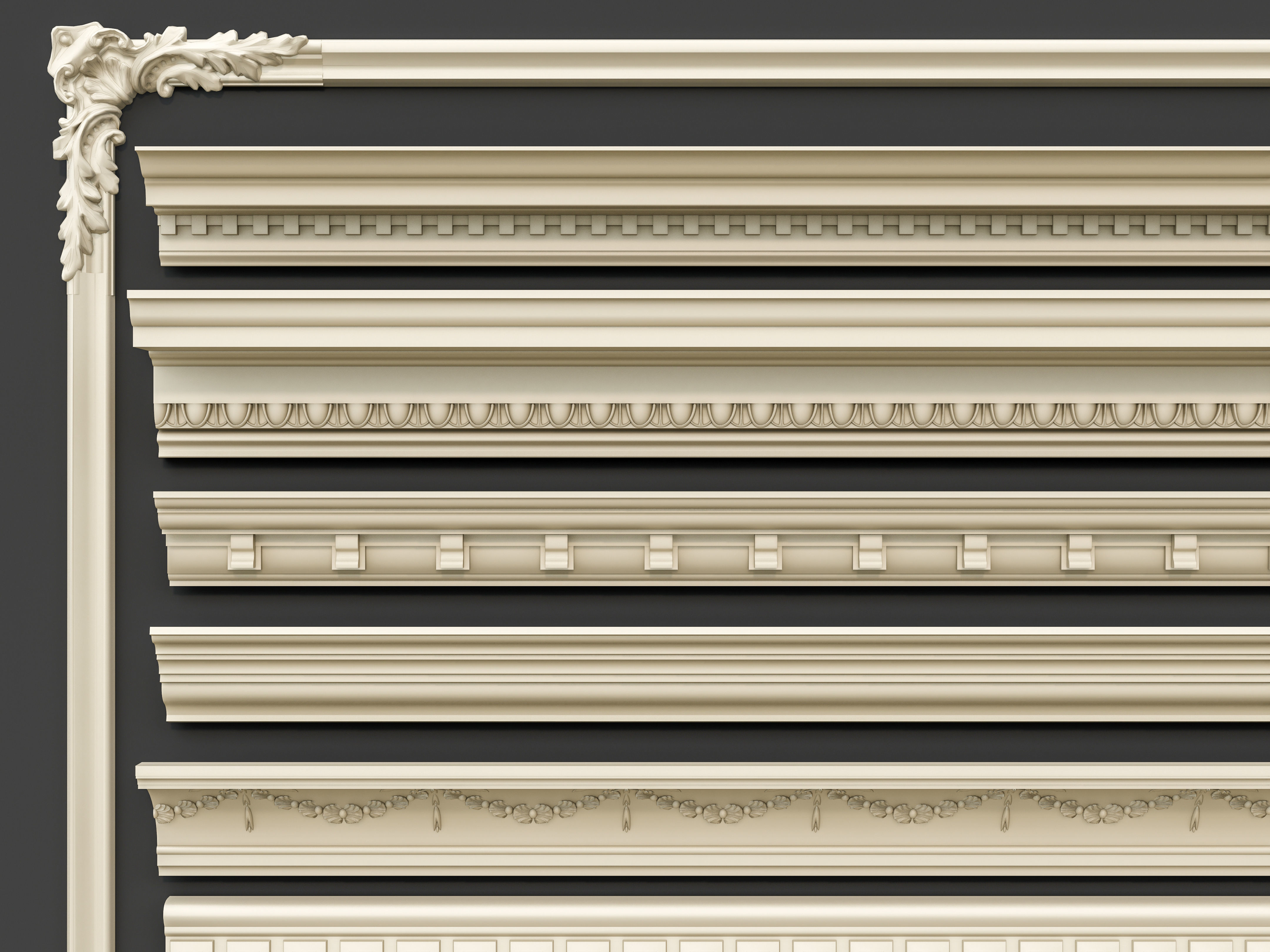 Classic  carvings moldings and gypsum cornice 00 3D model_5