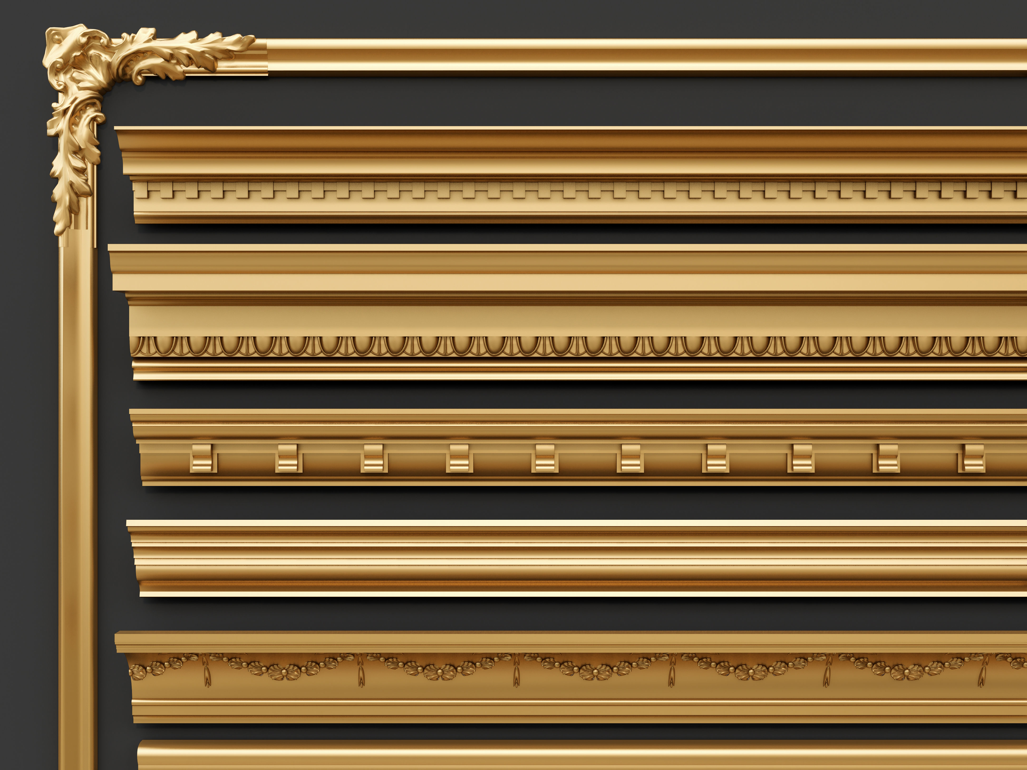 Classic  carvings moldings and gypsum cornice 00 3D model_12