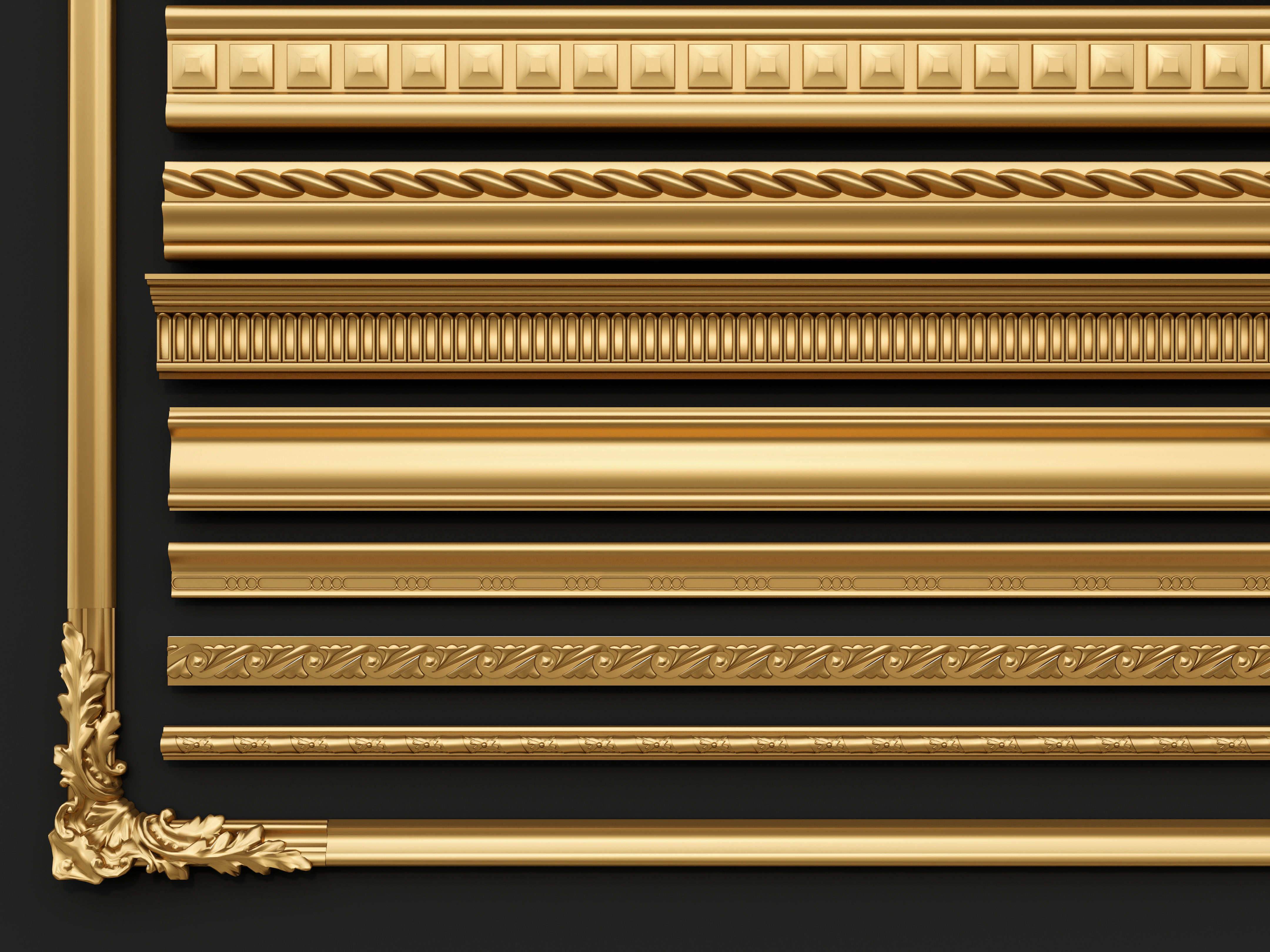 Classic  carvings moldings and gypsum cornice 00 3D model_8