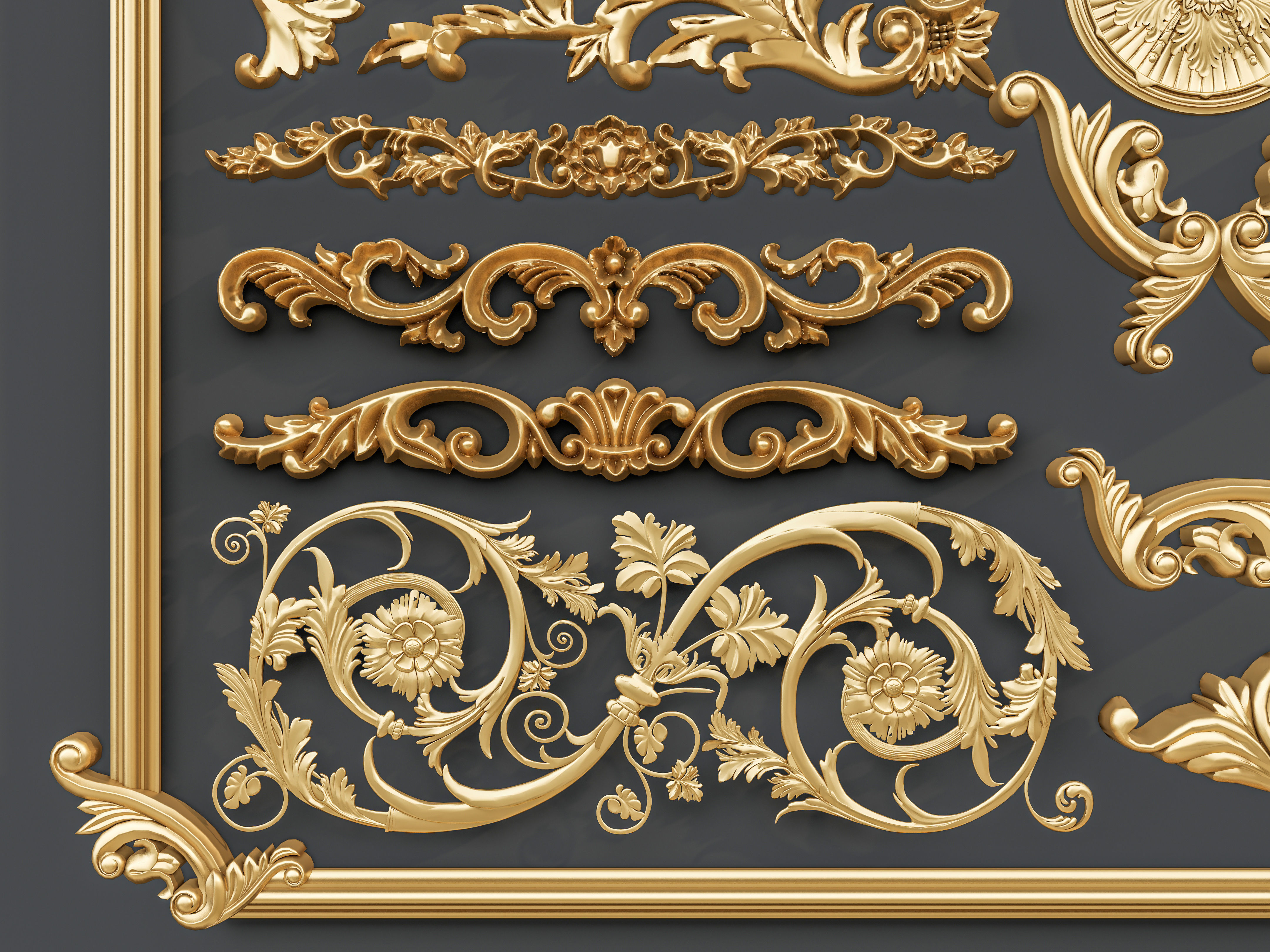 Classic carvings moldings and gypsum cornice 0 3D model_2