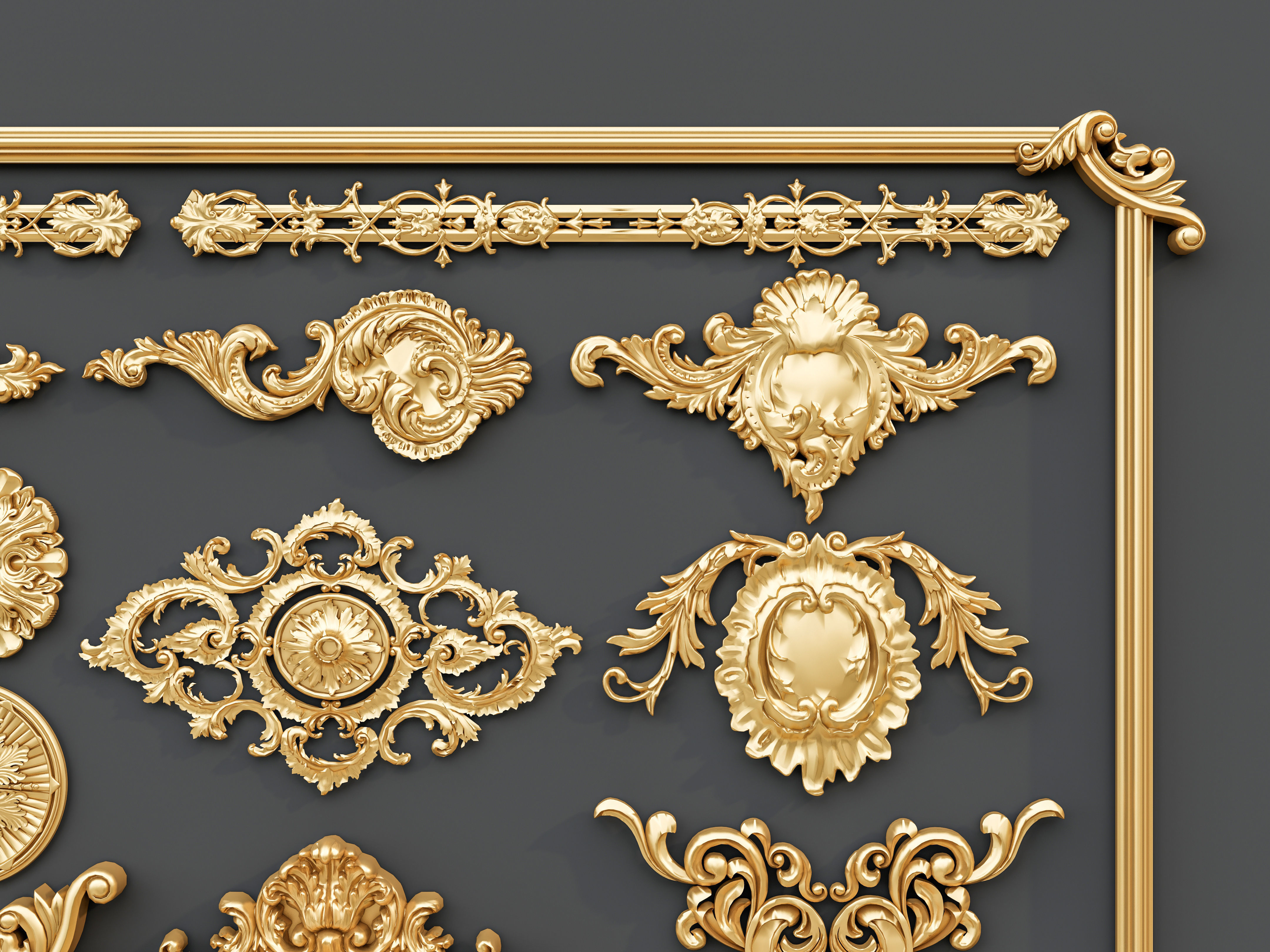 Classic carvings moldings and gypsum cornice 0 3D model_5