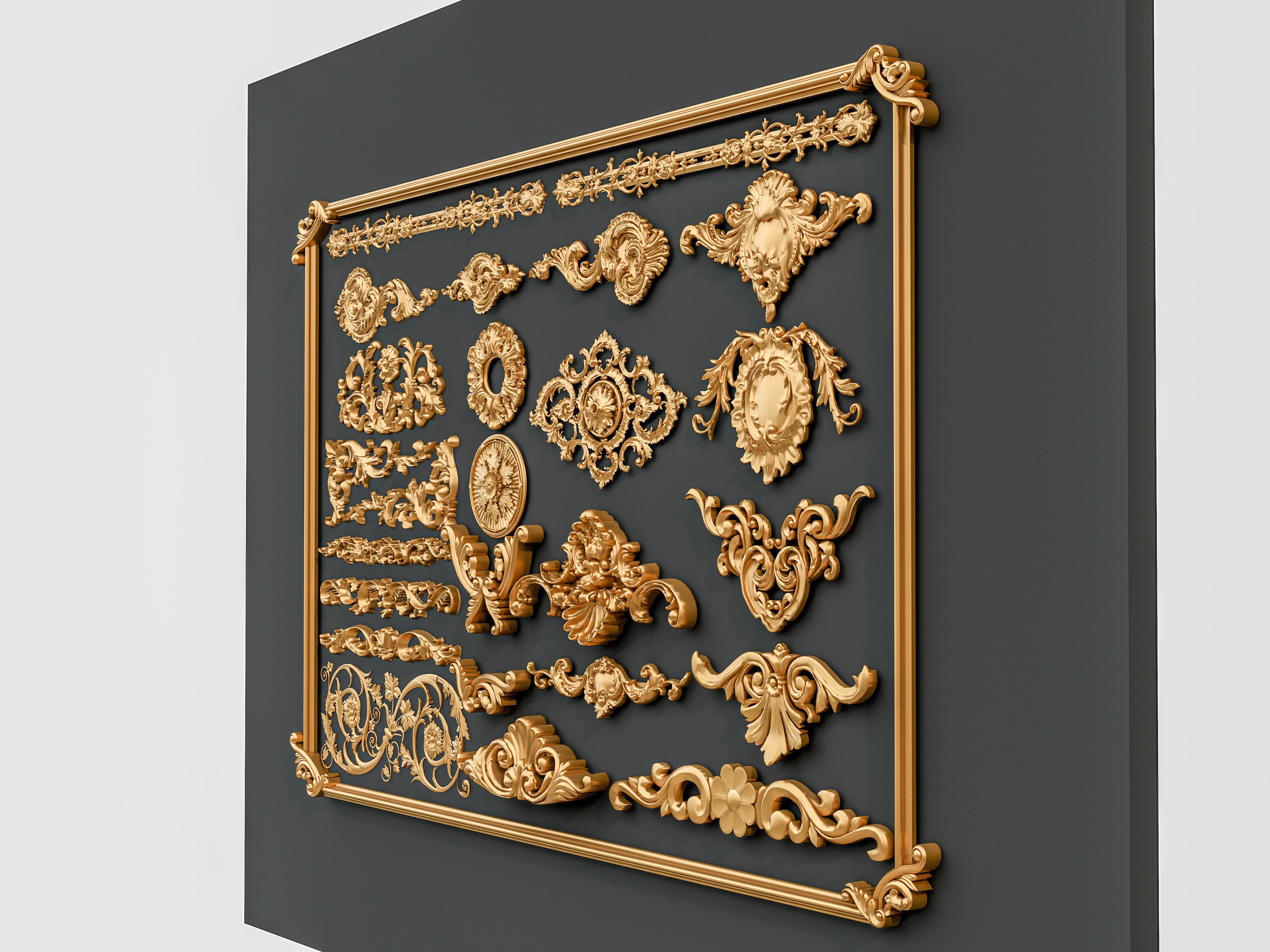 Classic carvings moldings and gypsum cornice 0 3D model_19