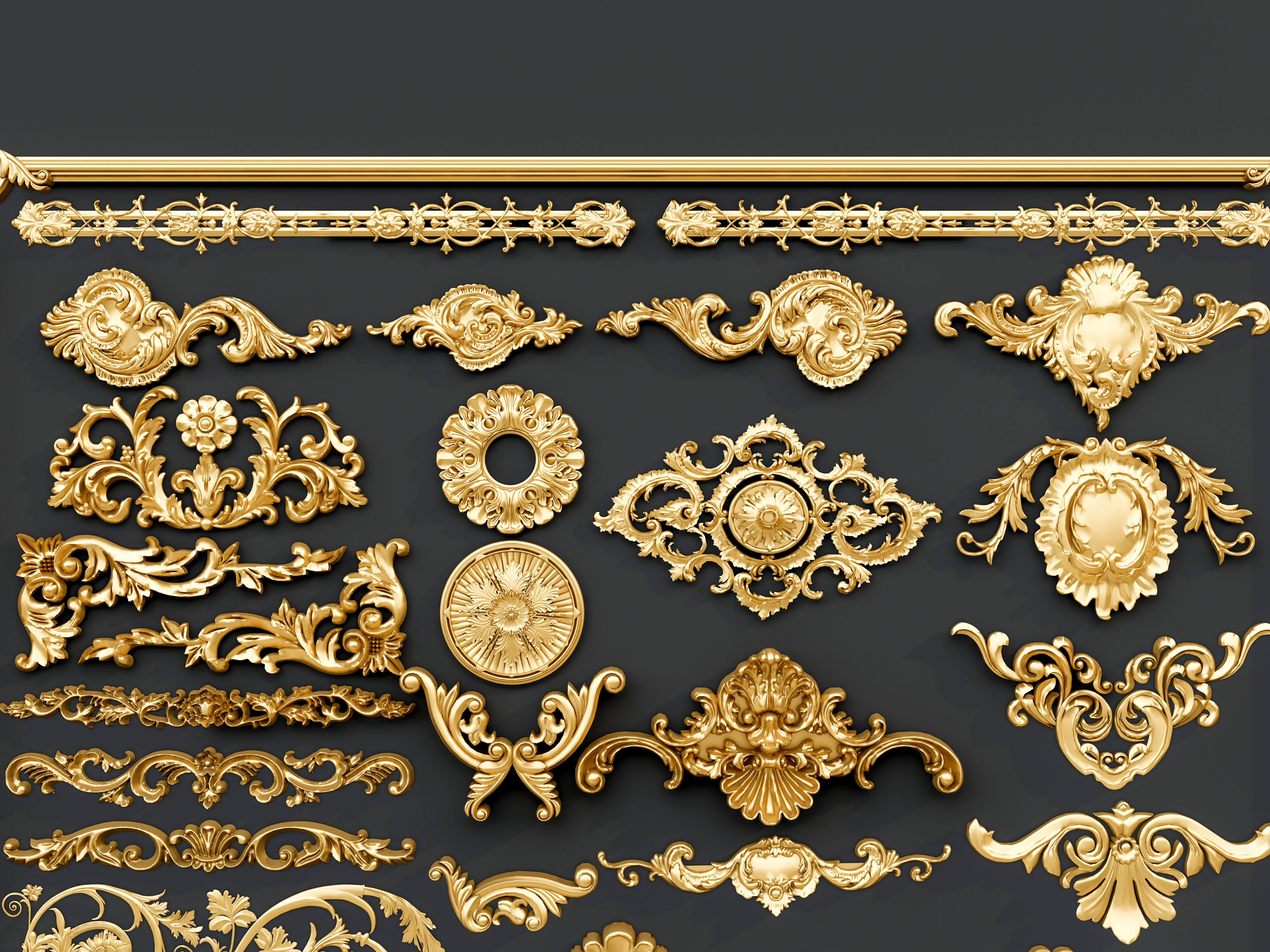 Classic carvings moldings and gypsum cornice 0 3D model_12