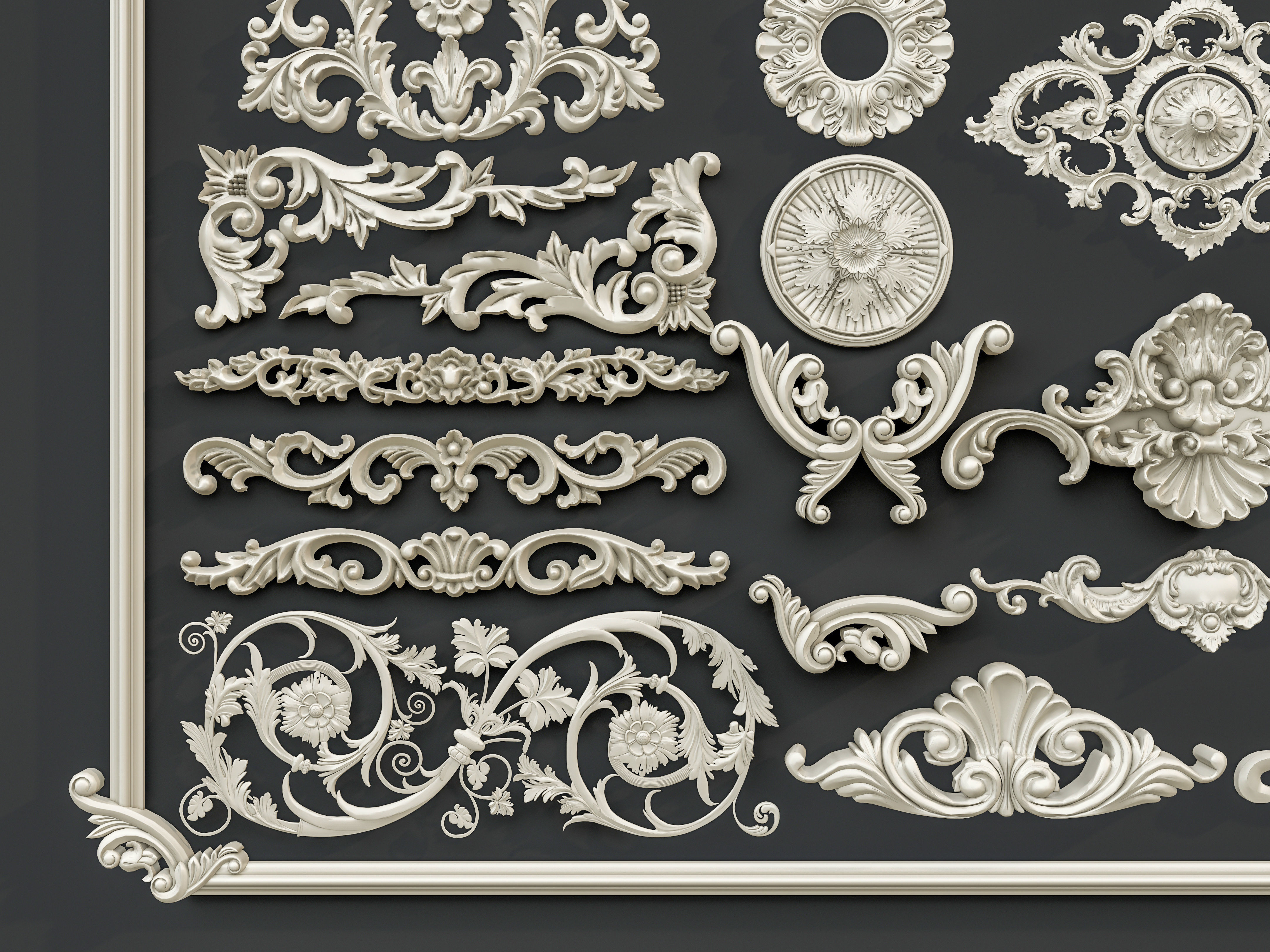 Classic carvings moldings and gypsum cornice 0 3D model_13