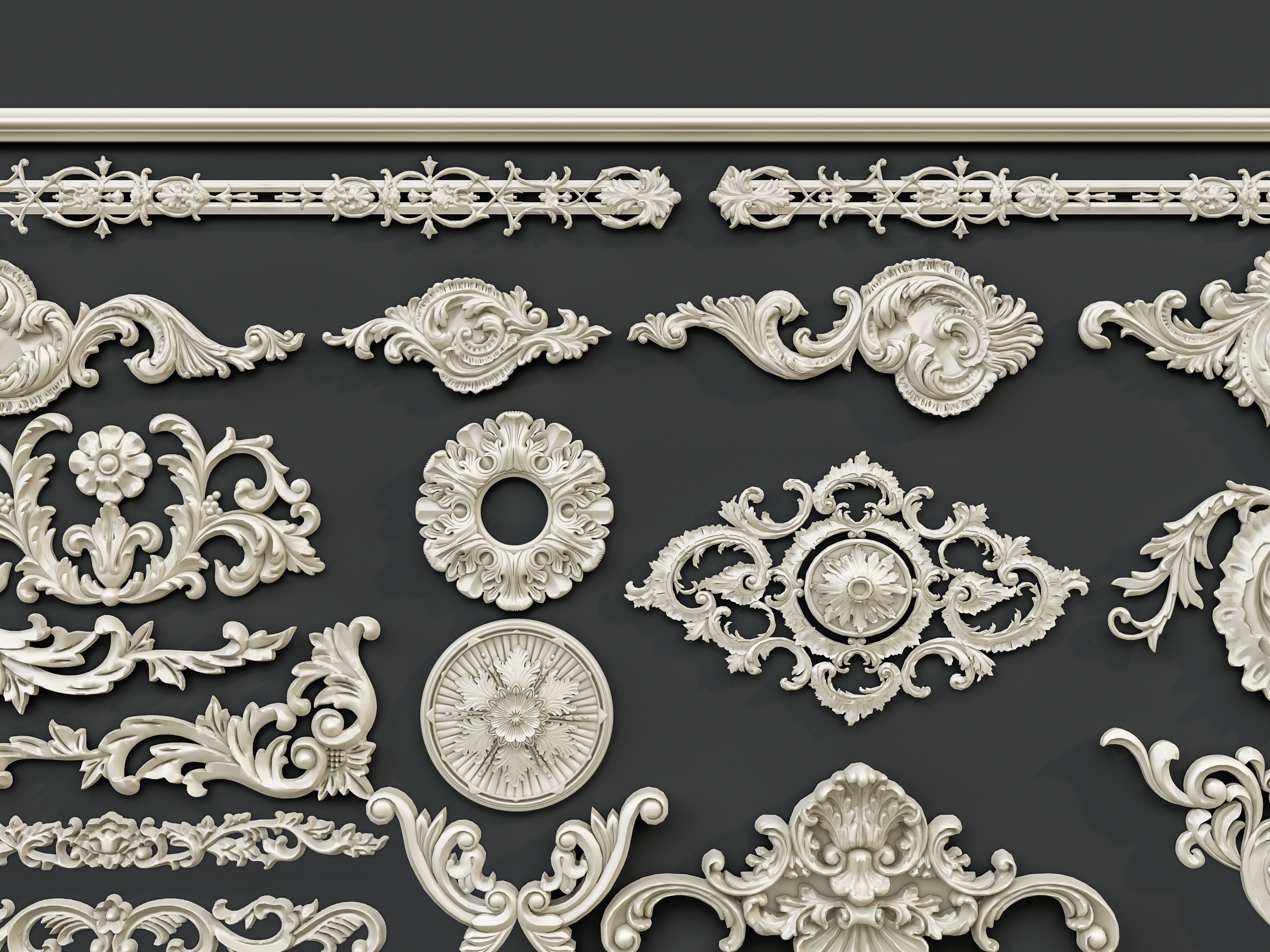 Classic carvings moldings and gypsum cornice 0 3D model_10
