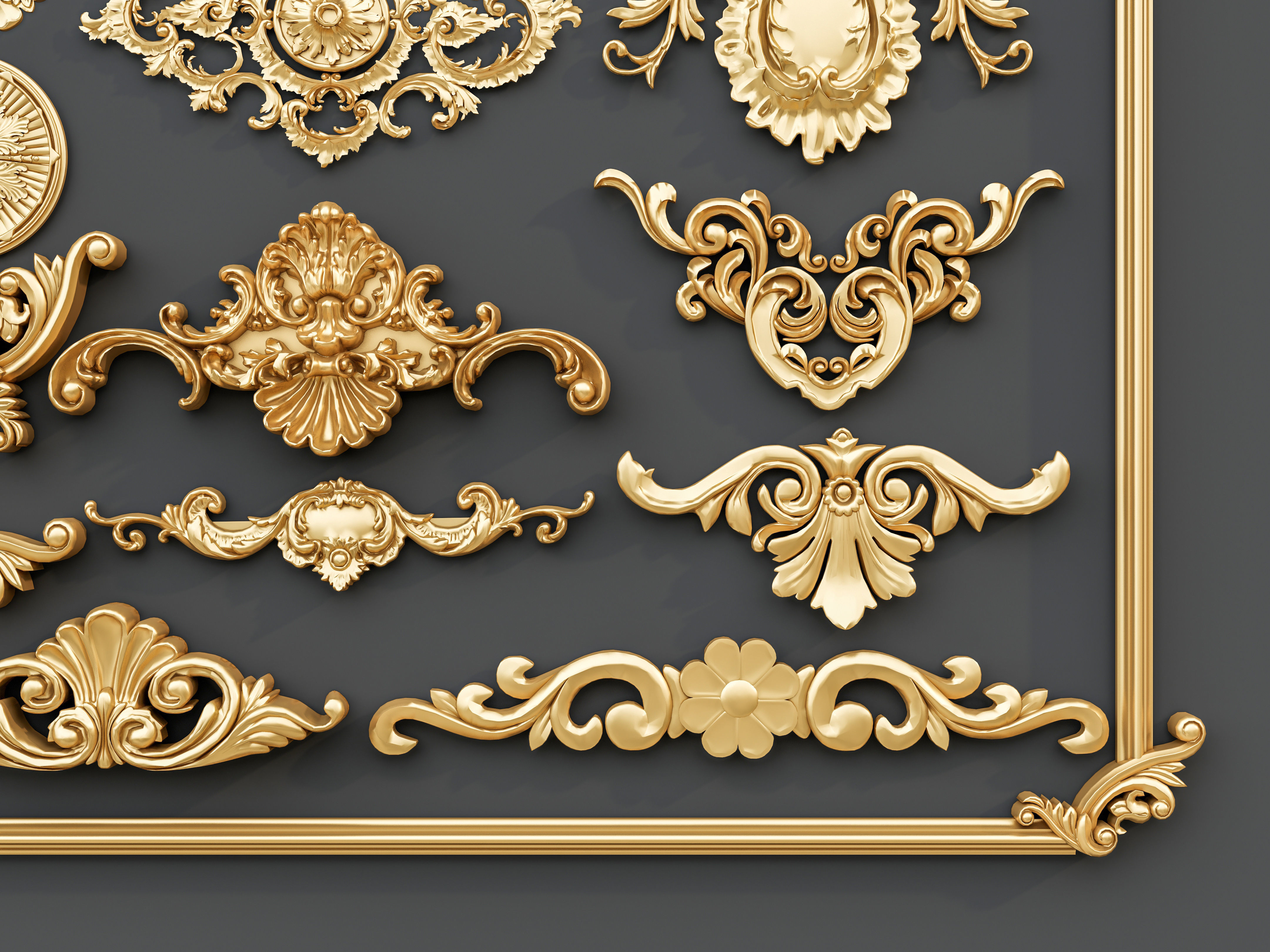 Classic carvings moldings and gypsum cornice 0 3D model_6