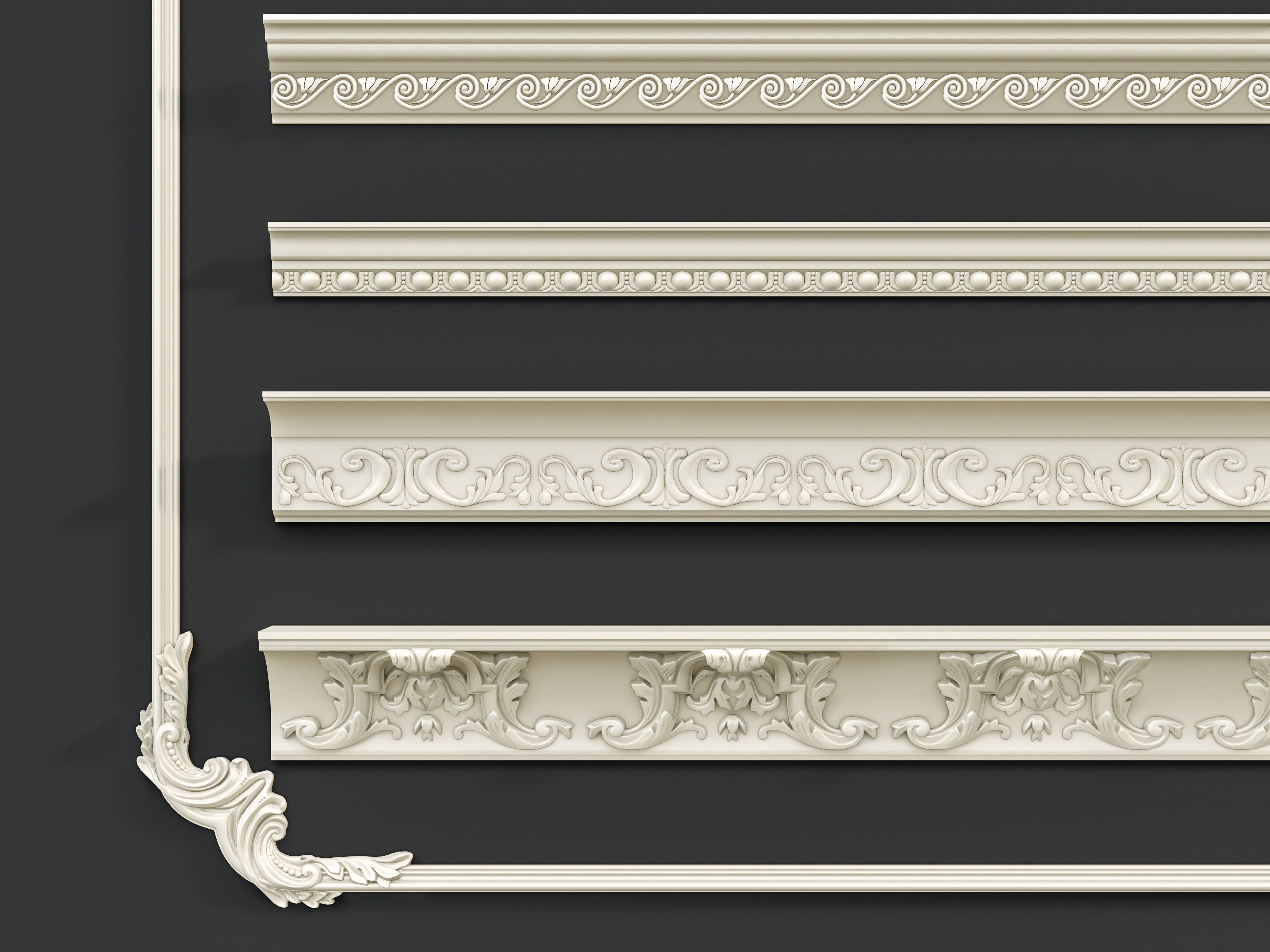 Classic carvings moldings and gypsum cornice 3 3D model_15