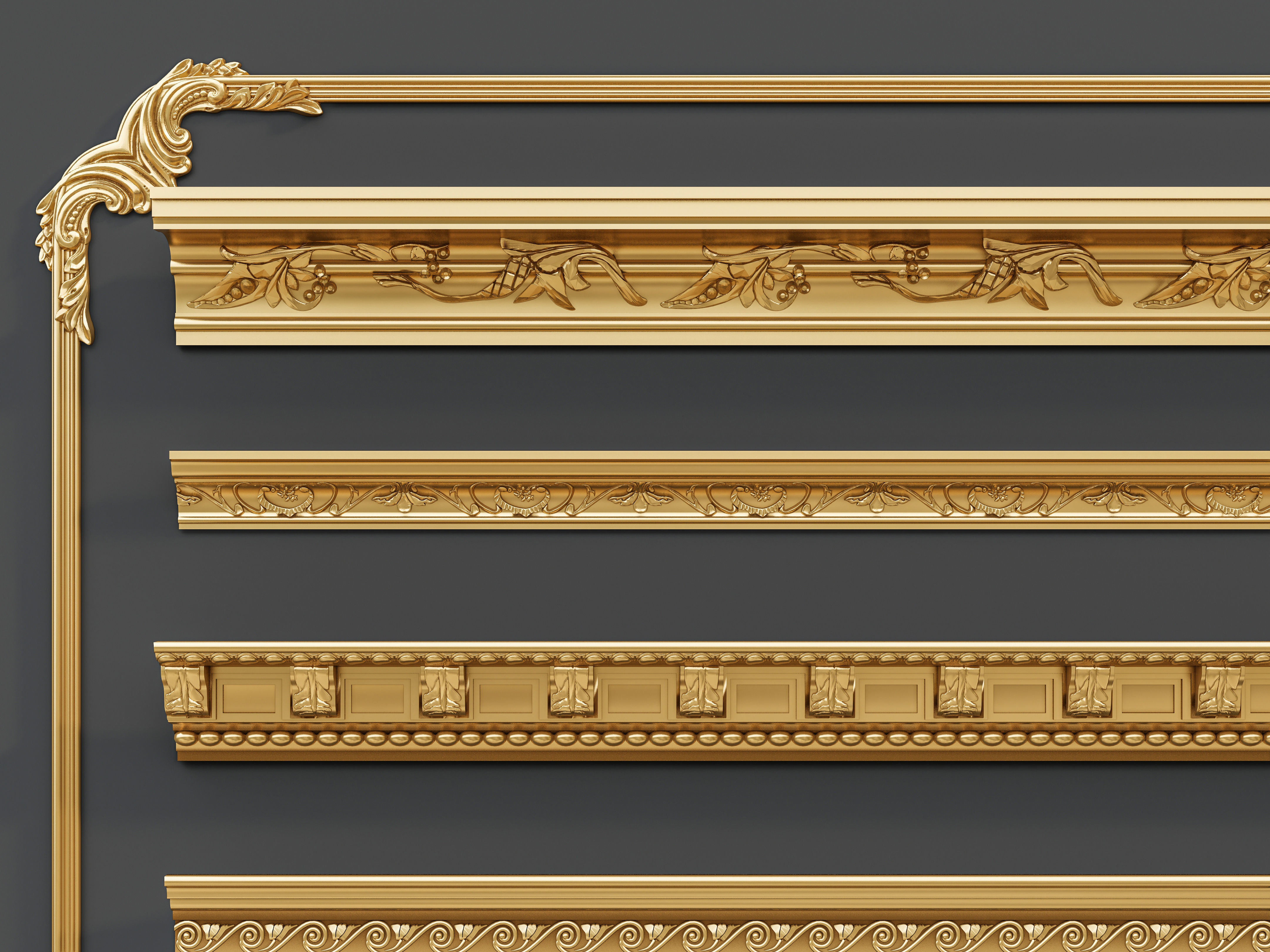 Classic carvings moldings and gypsum cornice 3 3D model_11