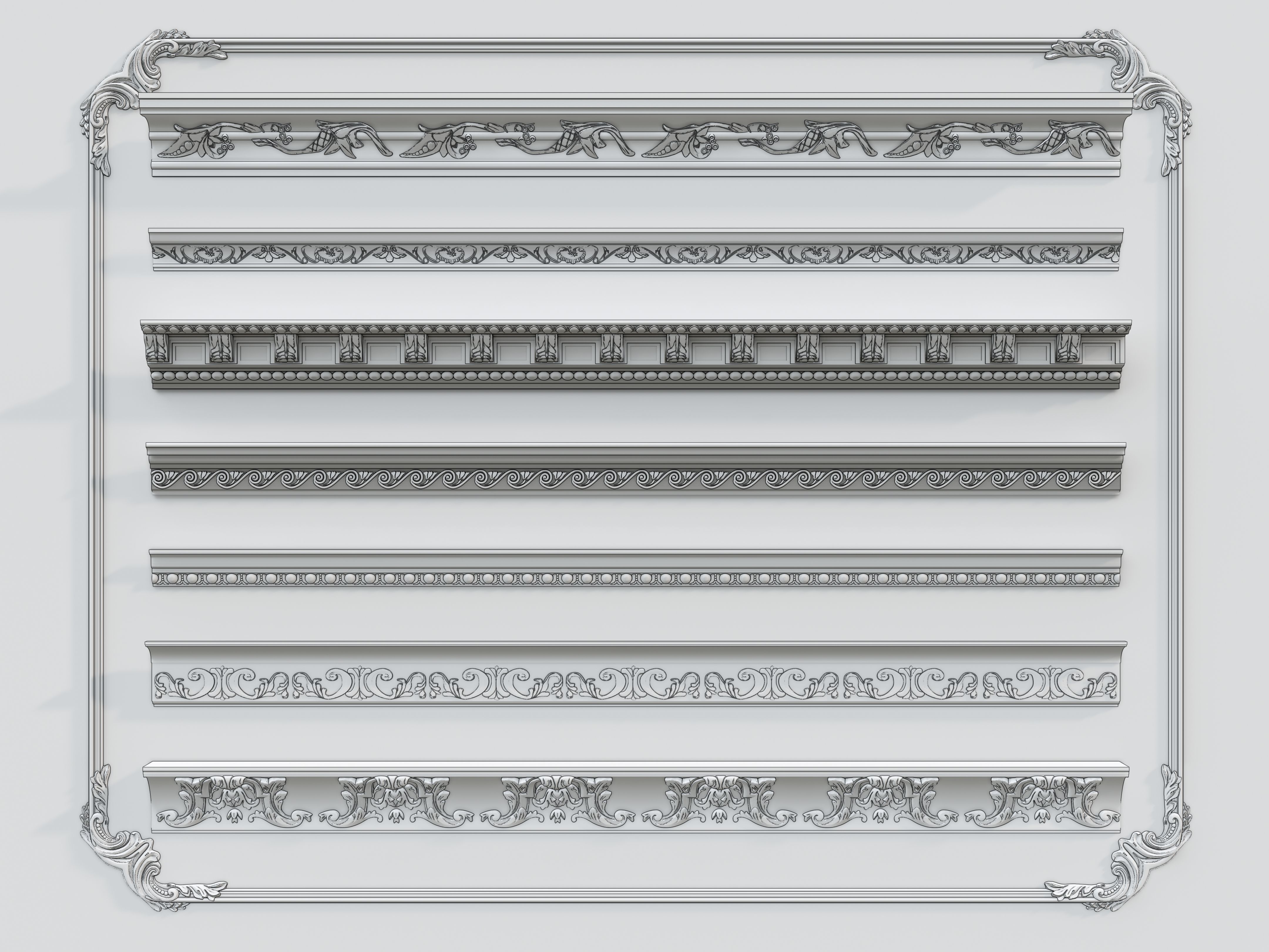 Classic carvings moldings and gypsum cornice 3 3D model_16