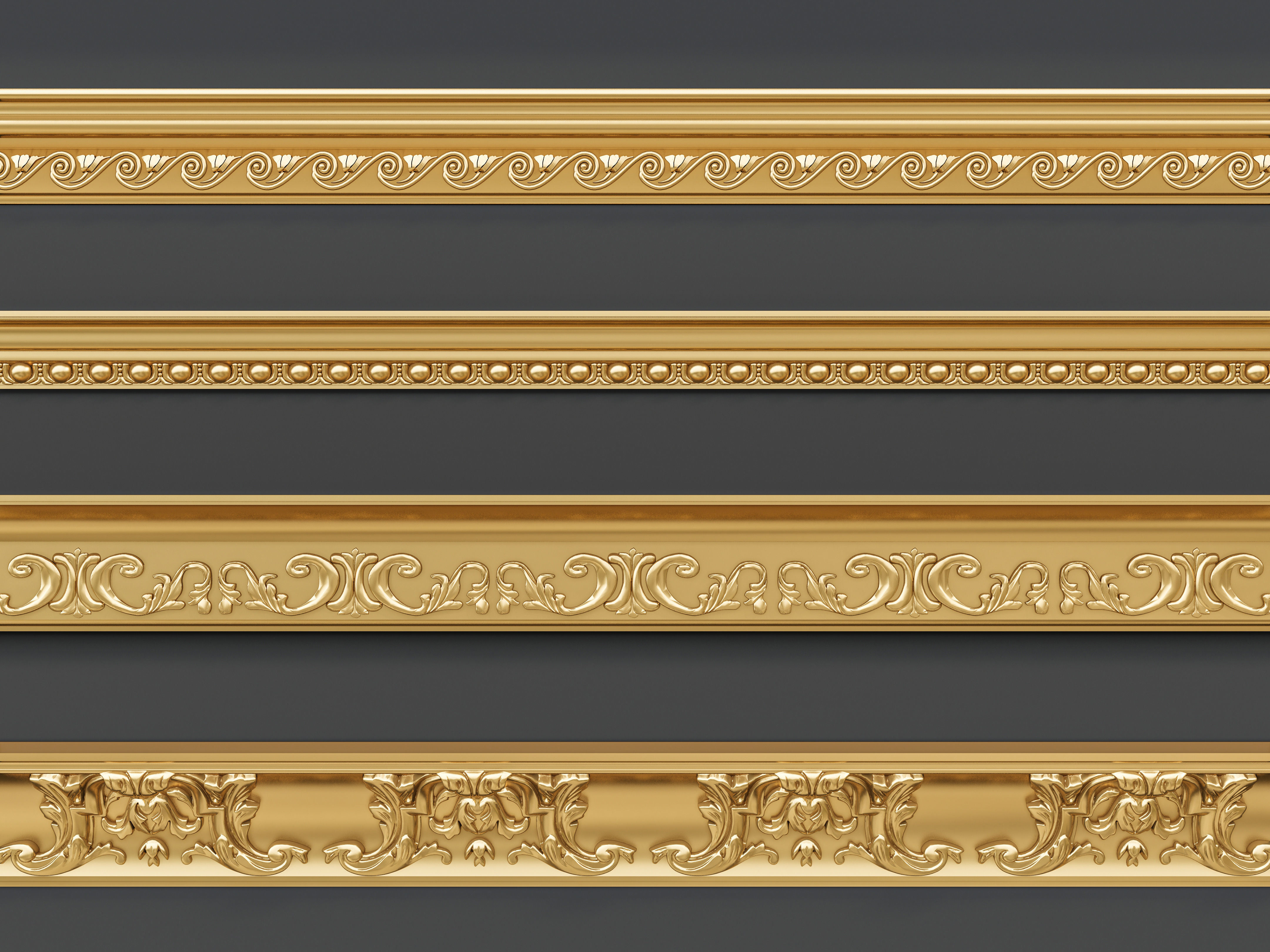 Classic carvings moldings and gypsum cornice 3 3D model_7