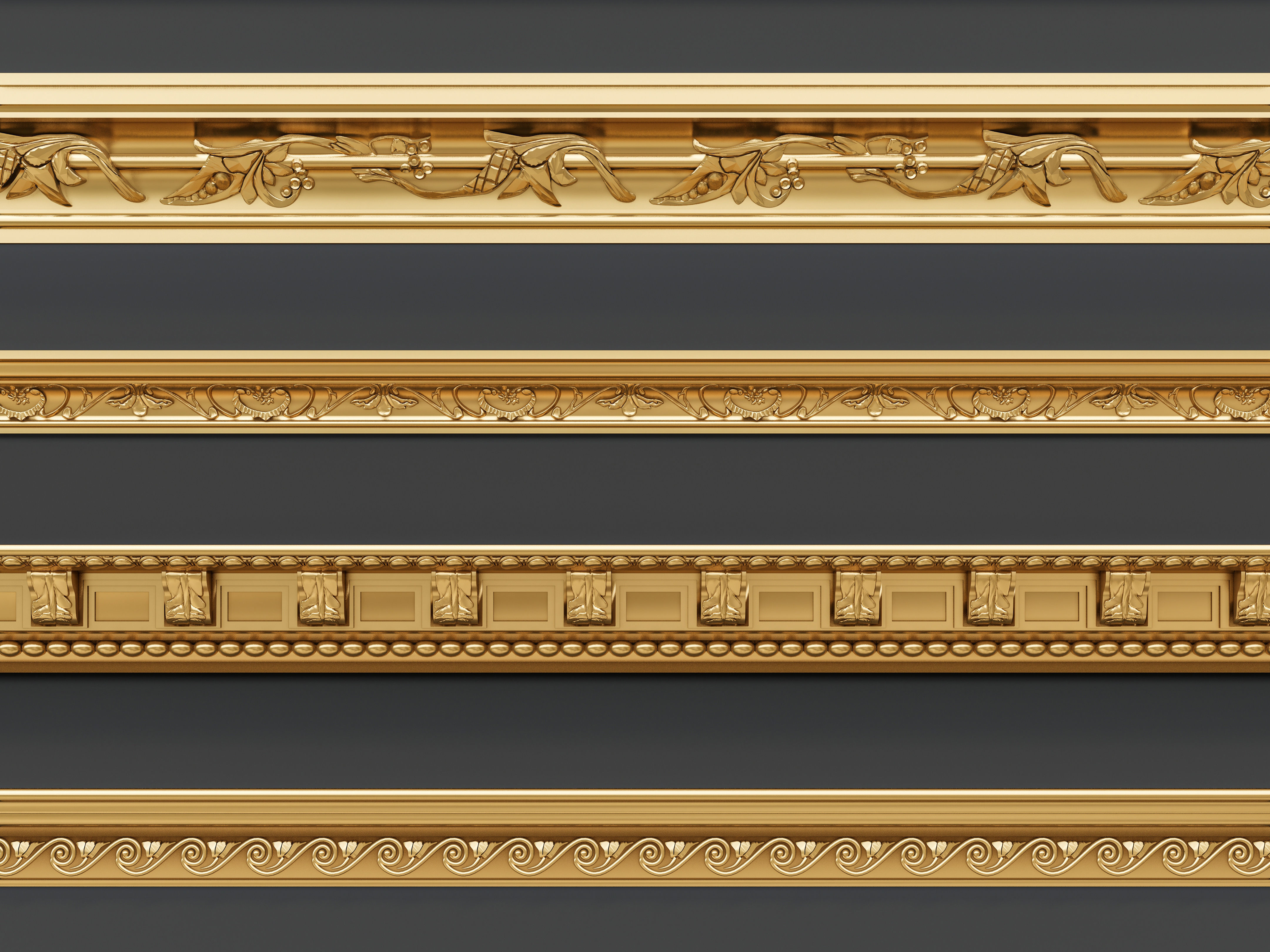 Classic carvings moldings and gypsum cornice 3 3D model_6
