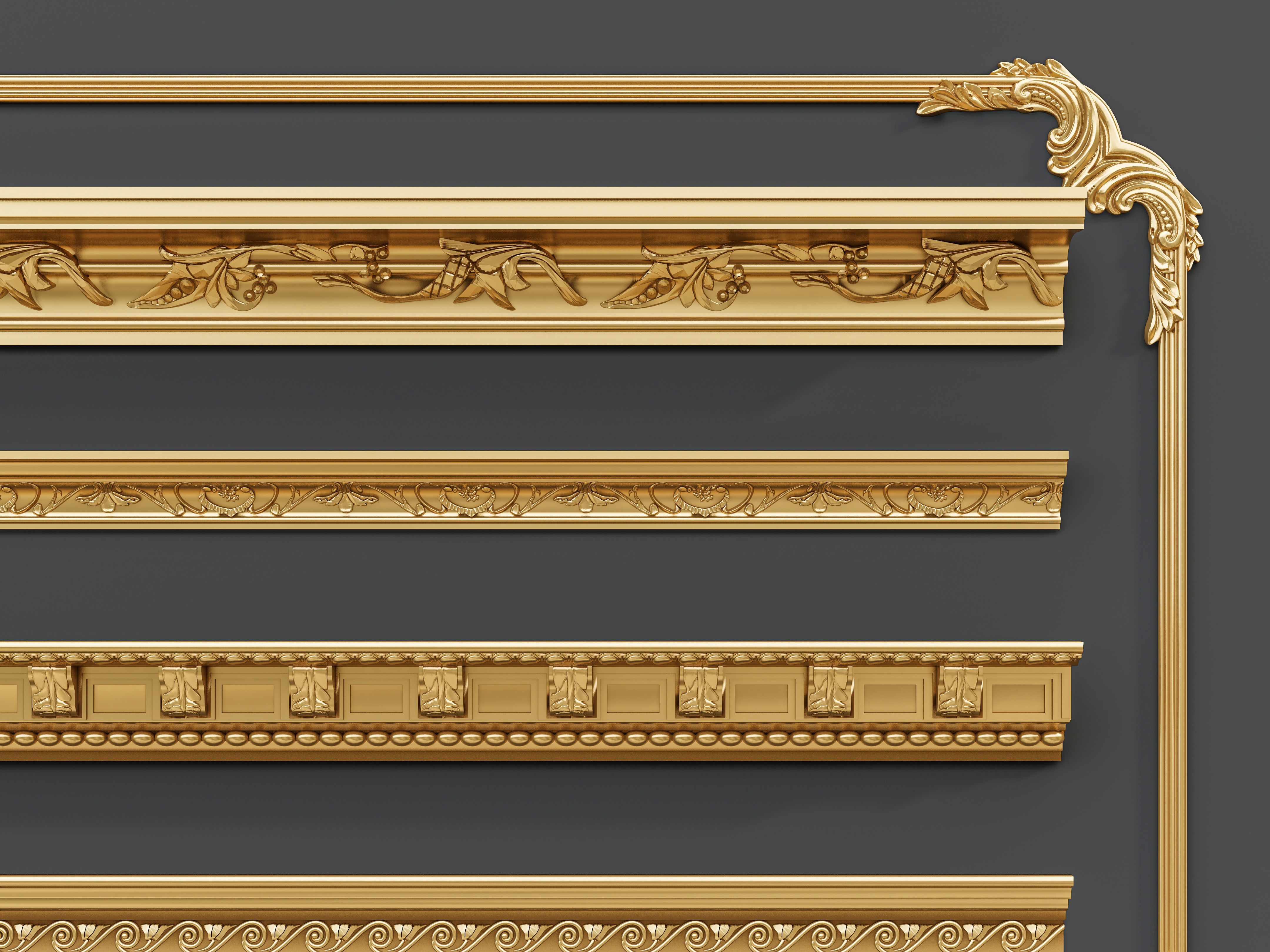 Classic carvings moldings and gypsum cornice 3 3D model_10