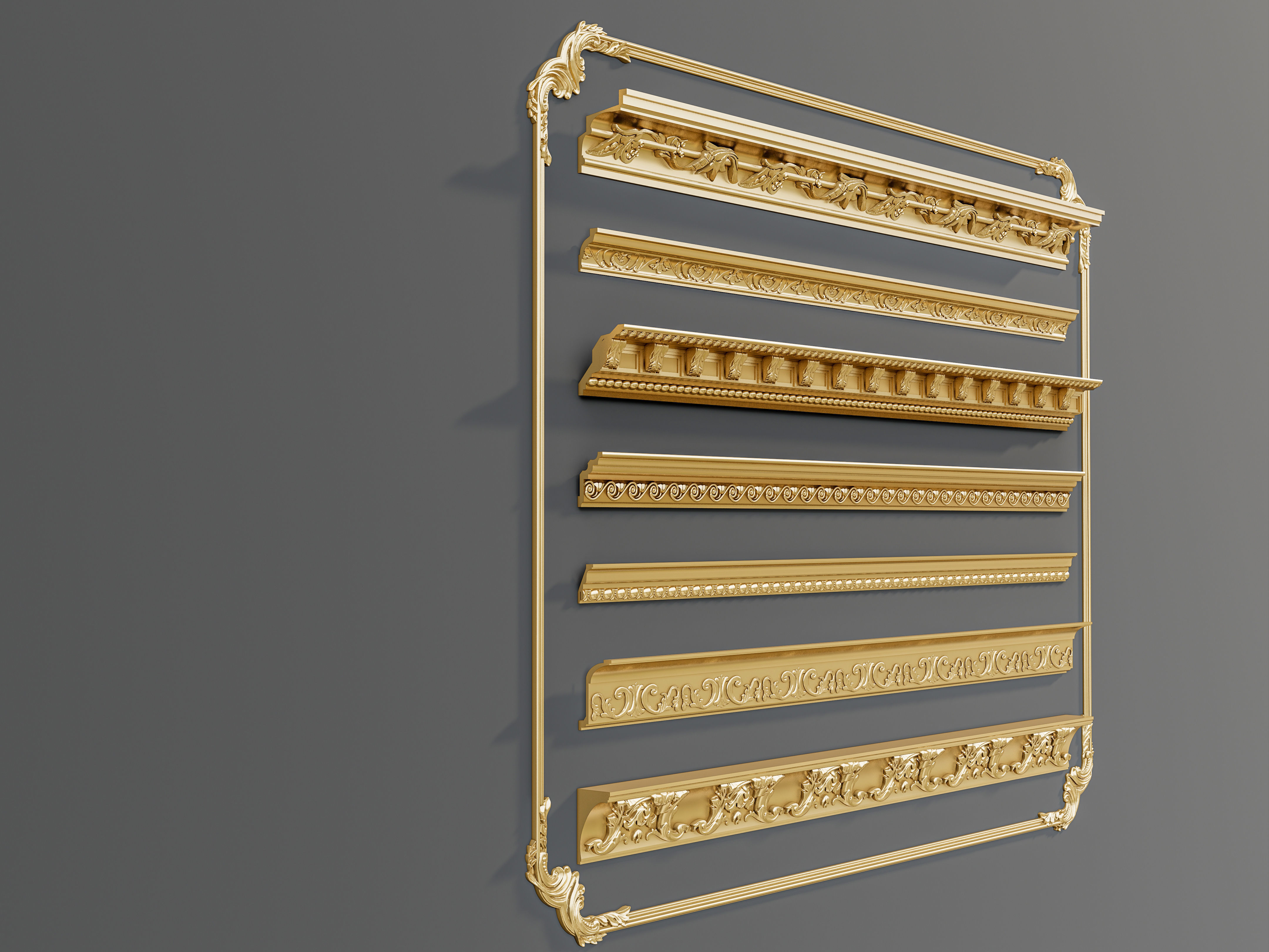 Classic carvings moldings and gypsum cornice 3 3D model_12