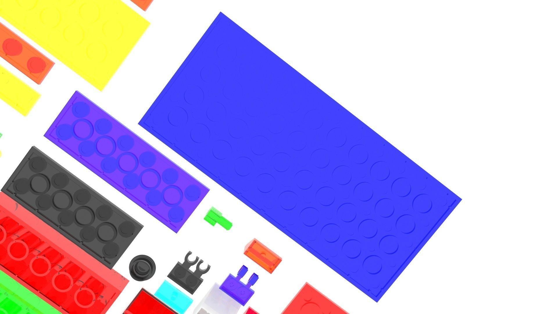 Colored Glass Lego Bricks Set 3D model_13