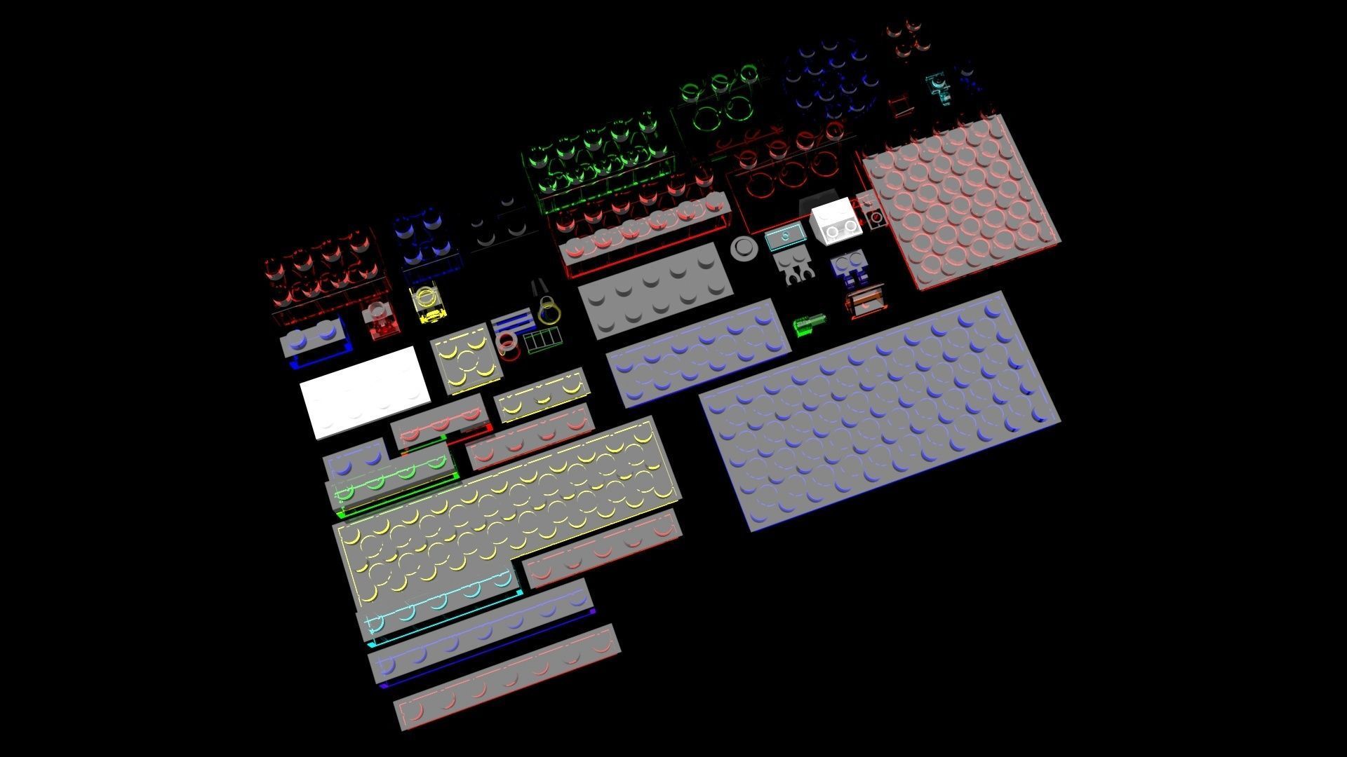 Colored Glass Lego Bricks Set 3D model_7