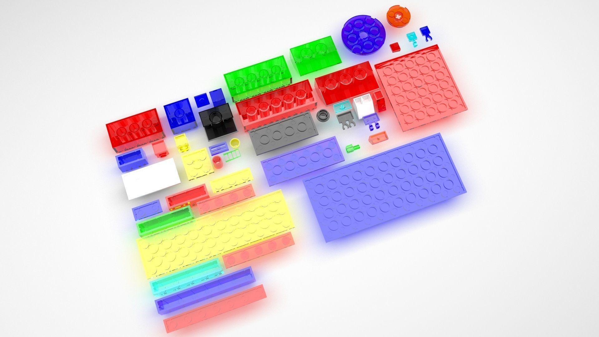 Colored Glass Lego Bricks Set 3D model_4