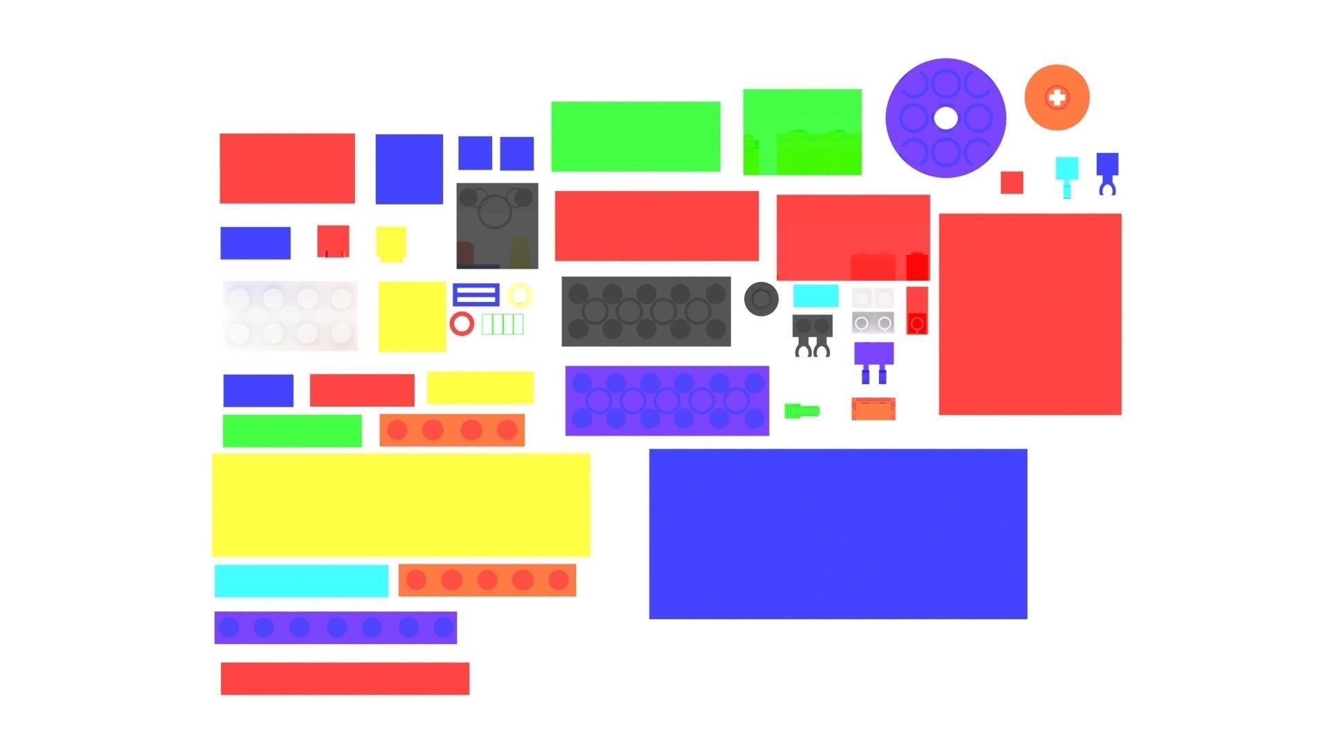 Colored Glass Lego Bricks Set 3D model_18