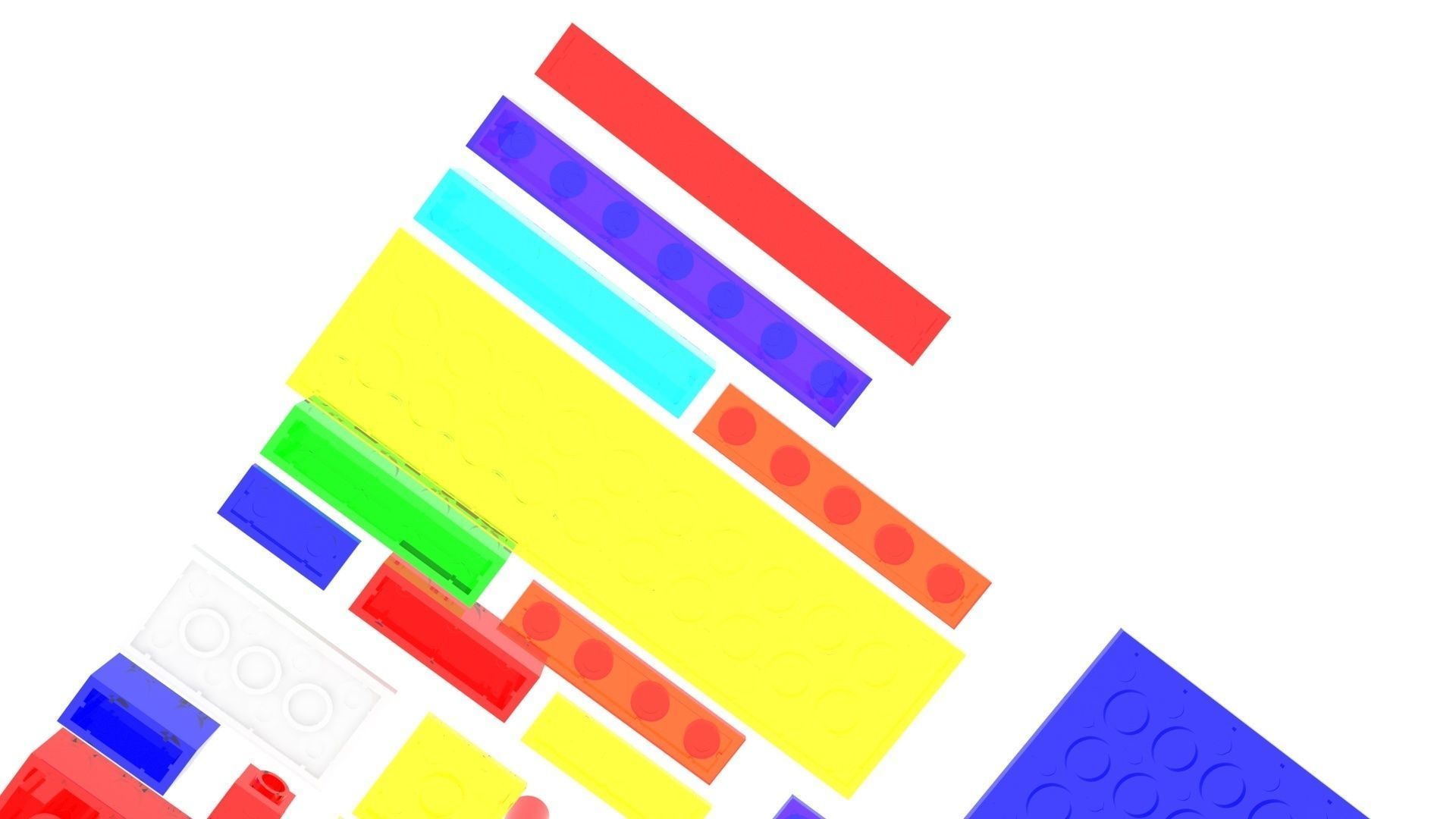 Colored Glass Lego Bricks Set 3D model_14