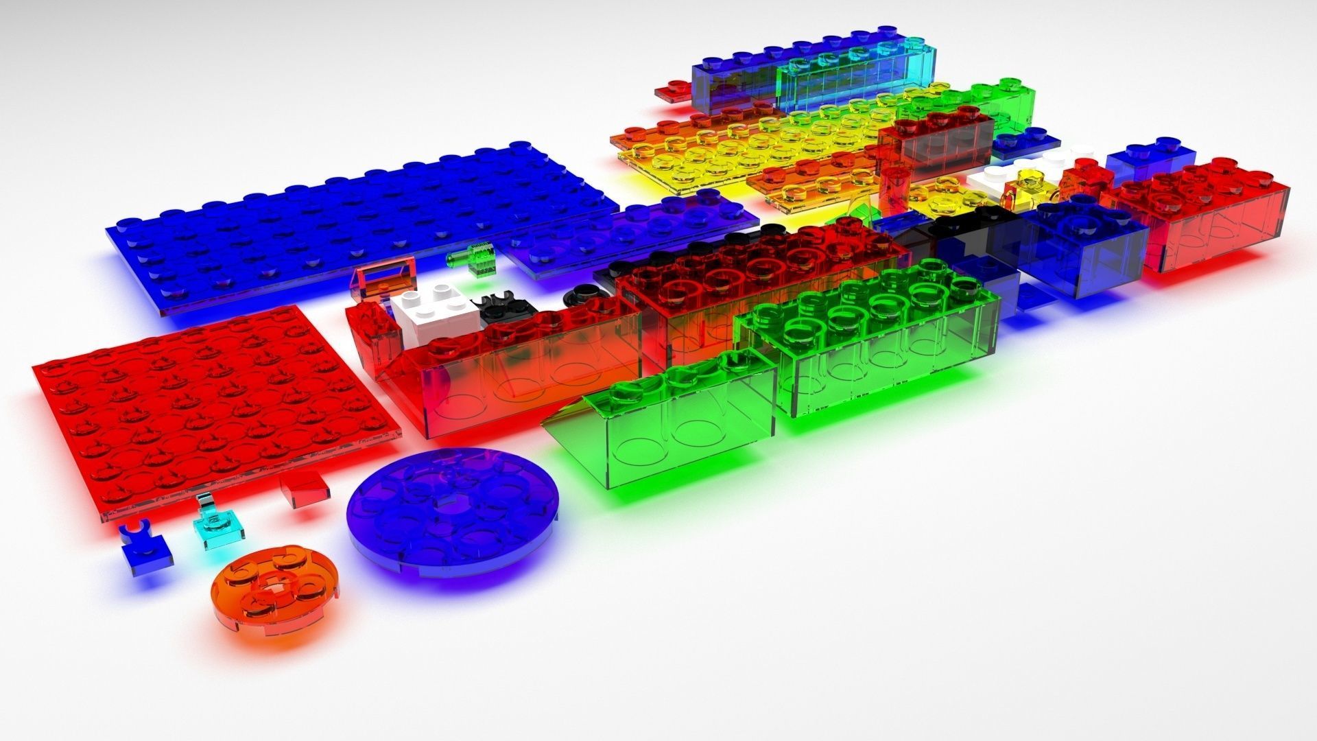 Colored Glass Lego Bricks Set 3D model_2