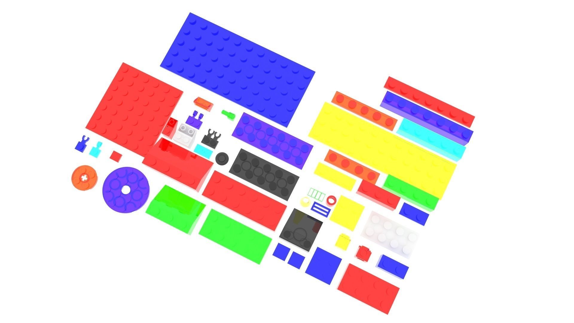 Colored Glass Lego Bricks Set 3D model_11