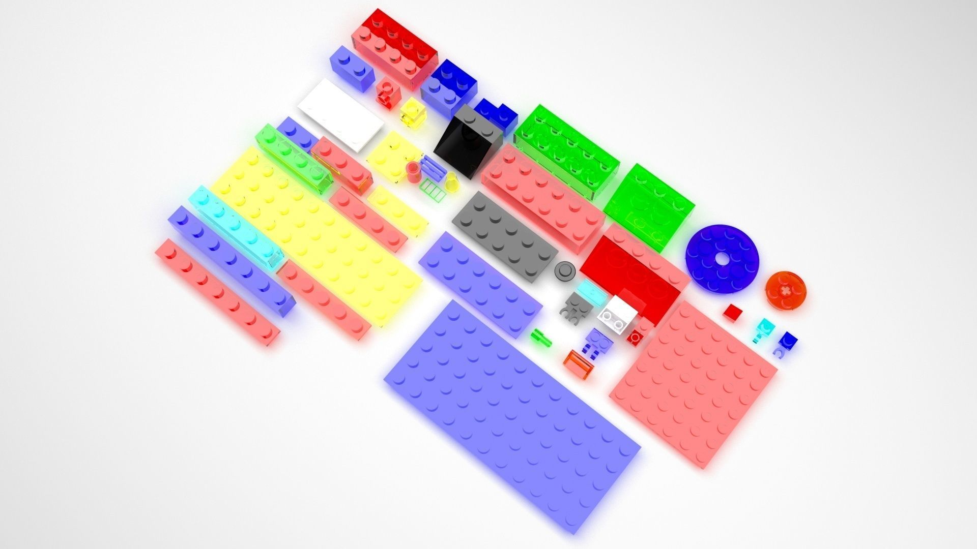 Colored Glass Lego Bricks Set 3D model_1