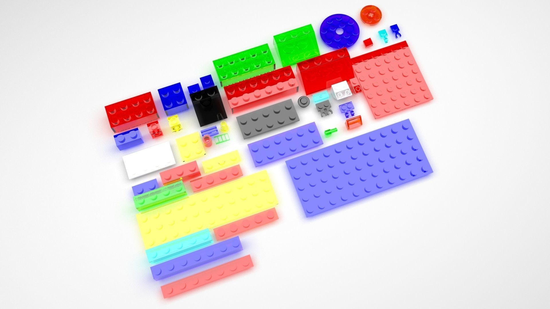 Colored Glass Lego Bricks Set 3D model_5