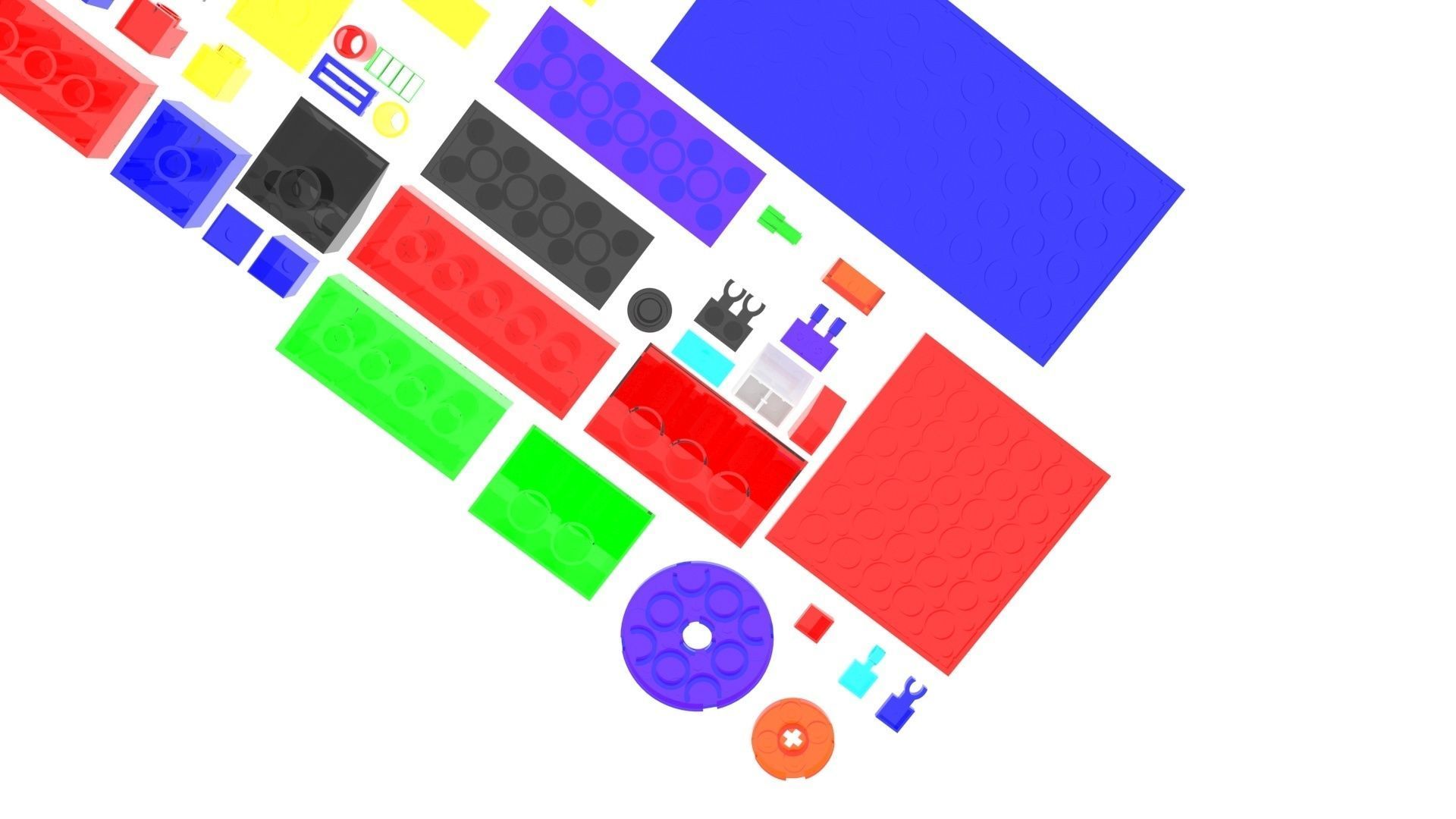 Colored Glass Lego Bricks Set 3D model_16