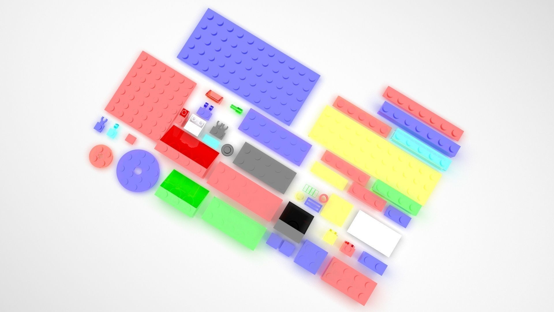 Colored Glass Lego Bricks Set 3D model_3