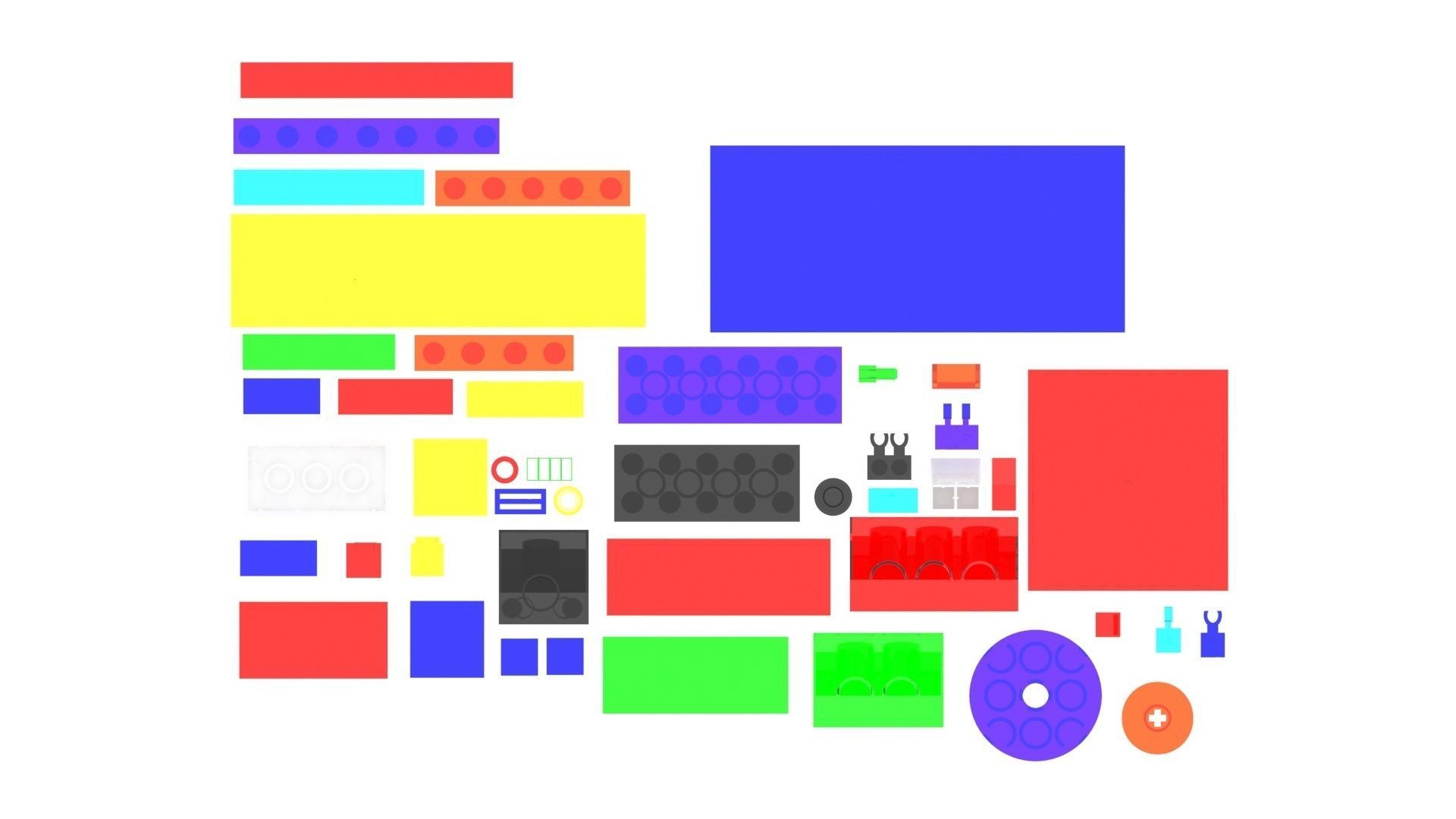 Colored Glass Lego Bricks Set 3D model_21