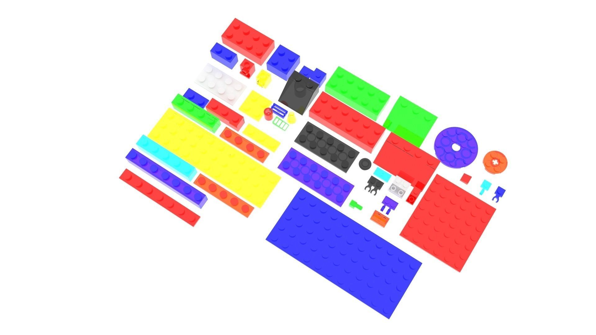 Colored Glass Lego Bricks Set 3D model_9