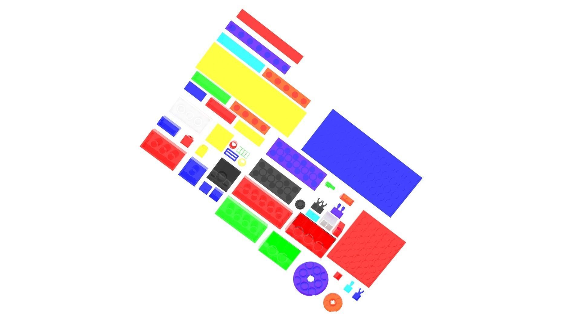 Colored Glass Lego Bricks Set 3D model_12