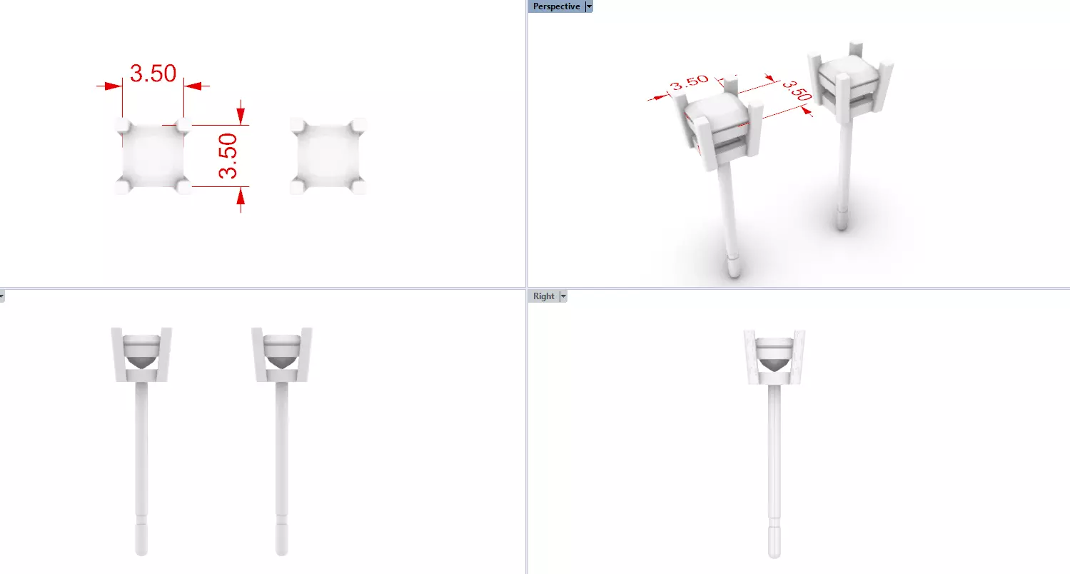 SQUARE STUD EARRINGS Free 3D print model